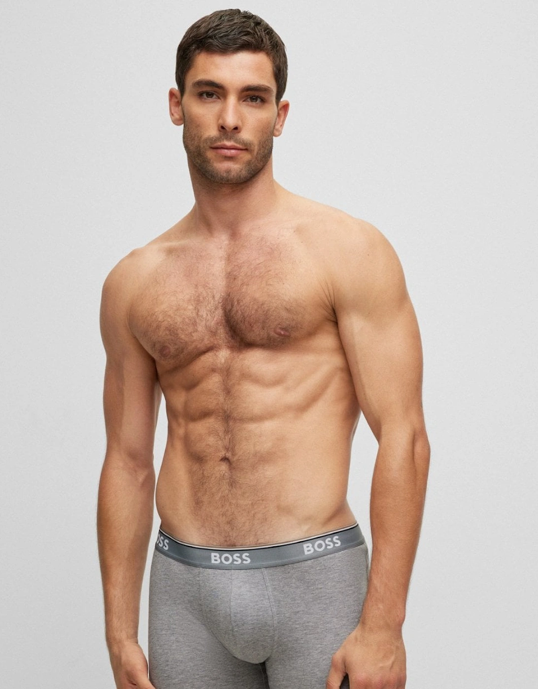 Men's BOSS Orange Power Three Pack Mens Stretch Cotton Boxer Briefs With Logos NOS - White - Size: 35/34/32