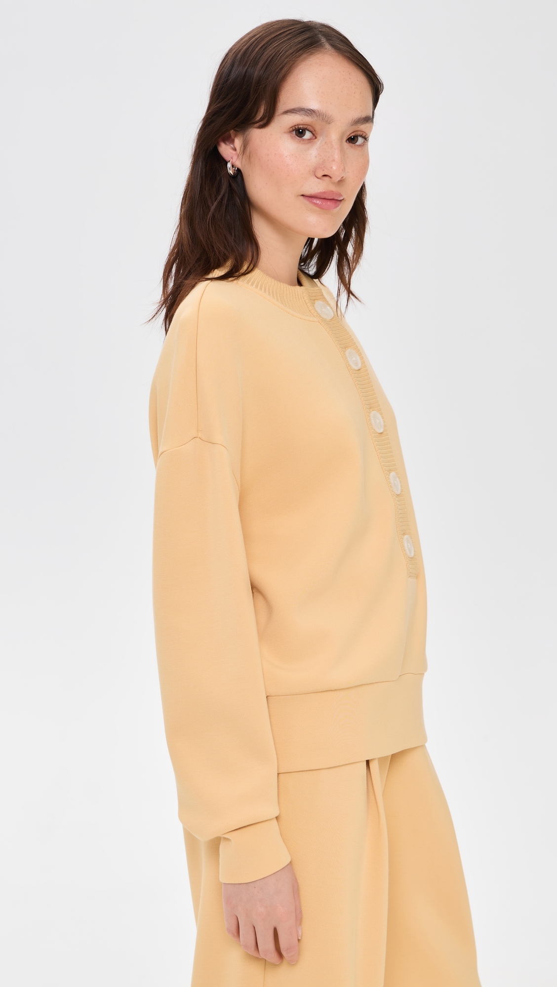 Reena Button Front Sweatshirt Sahara Sun