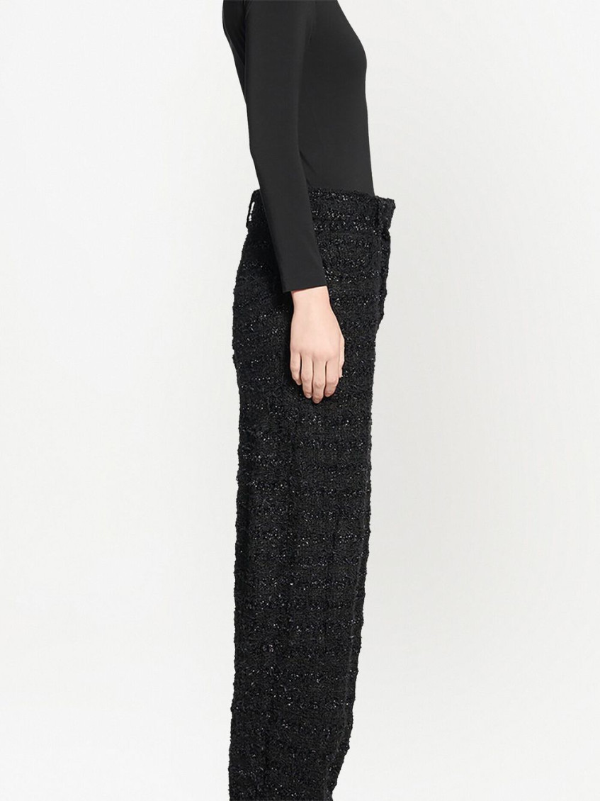 Tweed straight-leg cut trousers