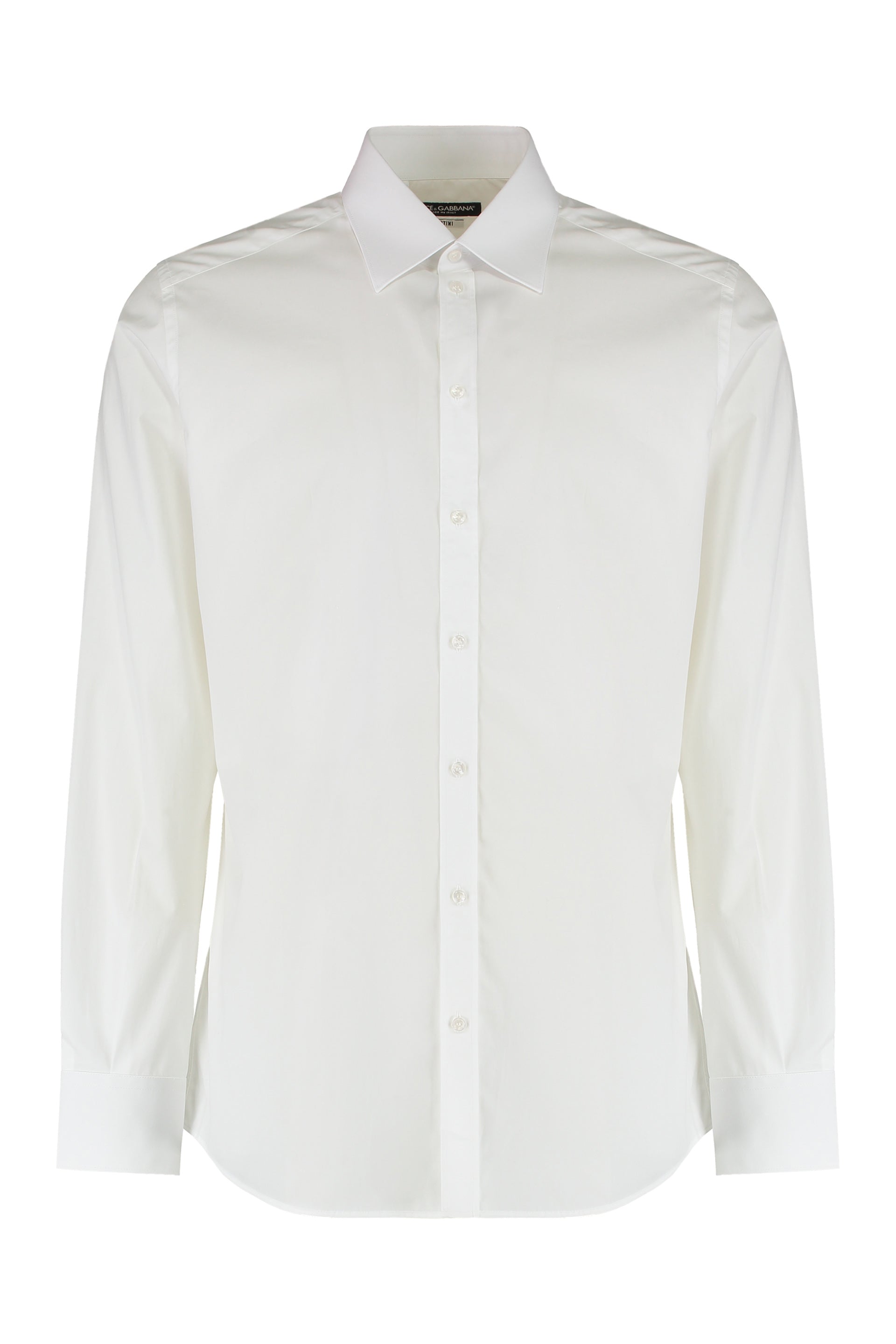 100% Cotton Crewneck Shirt with Rounded Hem