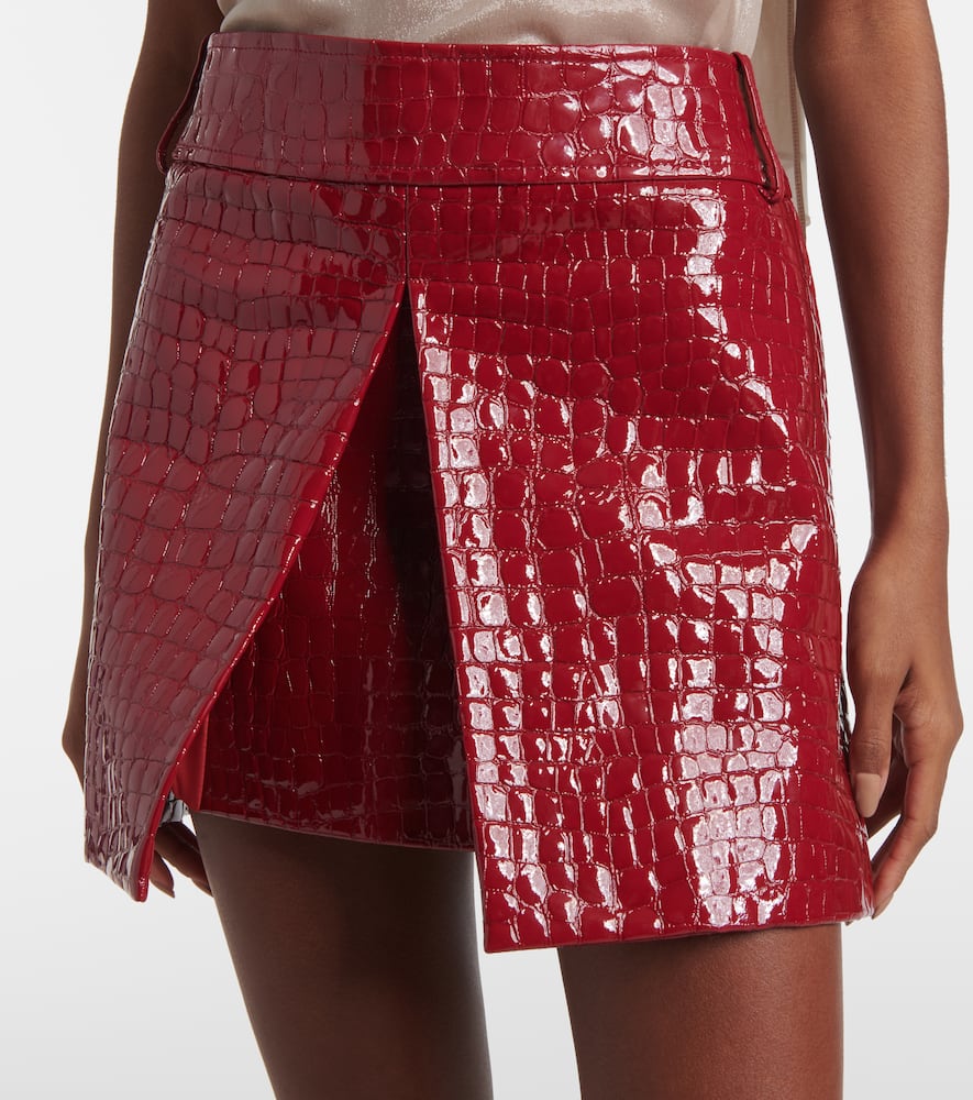 Croc-effect leather miniskirt