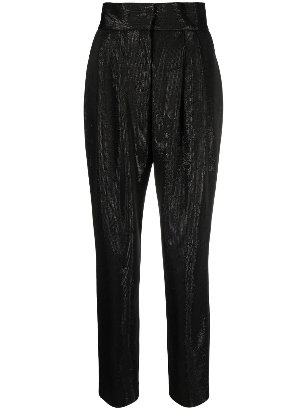 High-waisted cotton trousers - Black