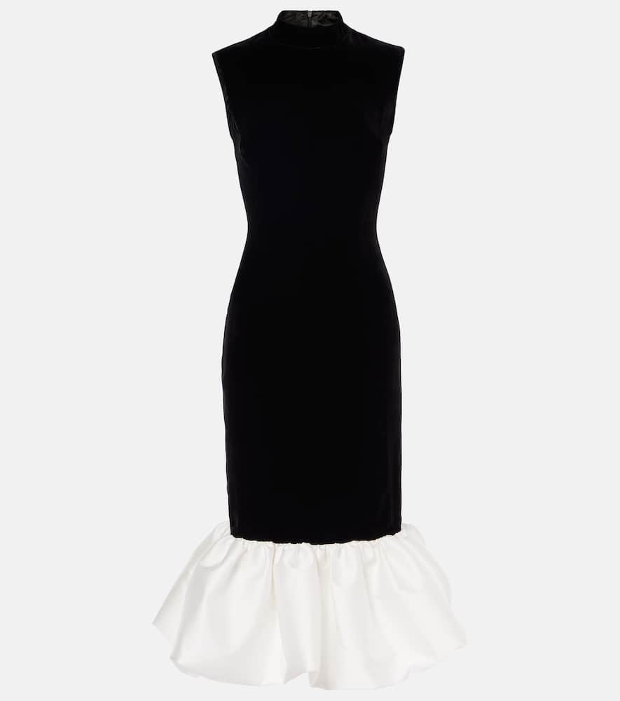 Velvet and satin midi dress
