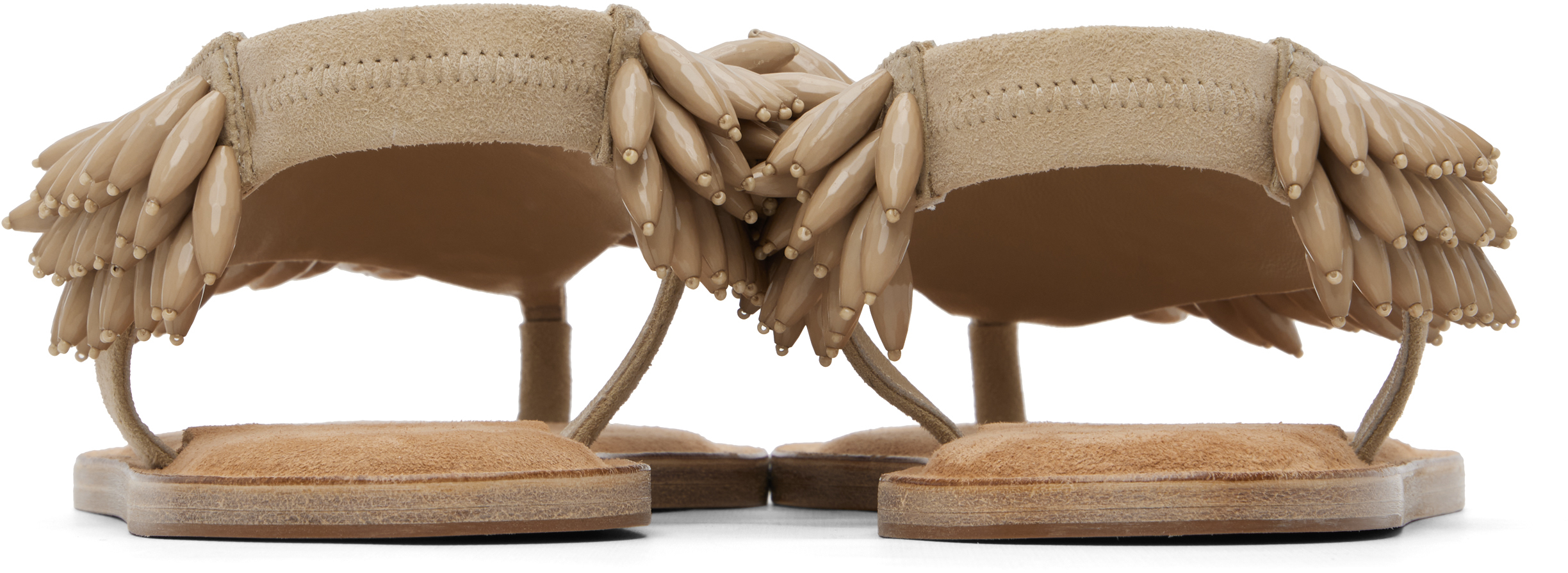Beige Suede & Beads Sandals