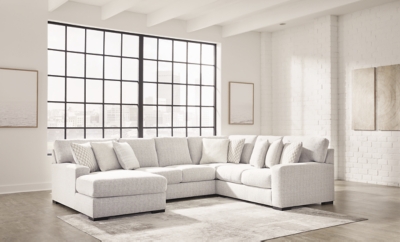Larce 4-Piece Performance Fabric Sectional with Chaise, Stone