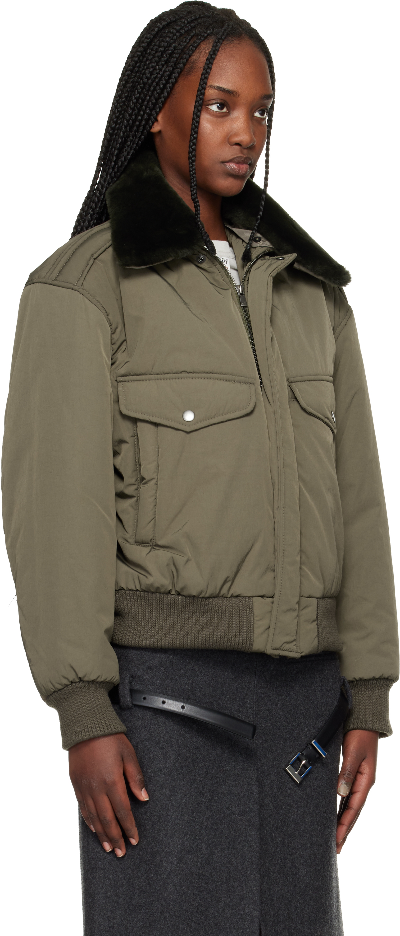 Khaki Midtown Nylon Bomber Jacket