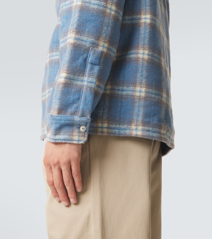 Plaid wool-blend flannel shirt
