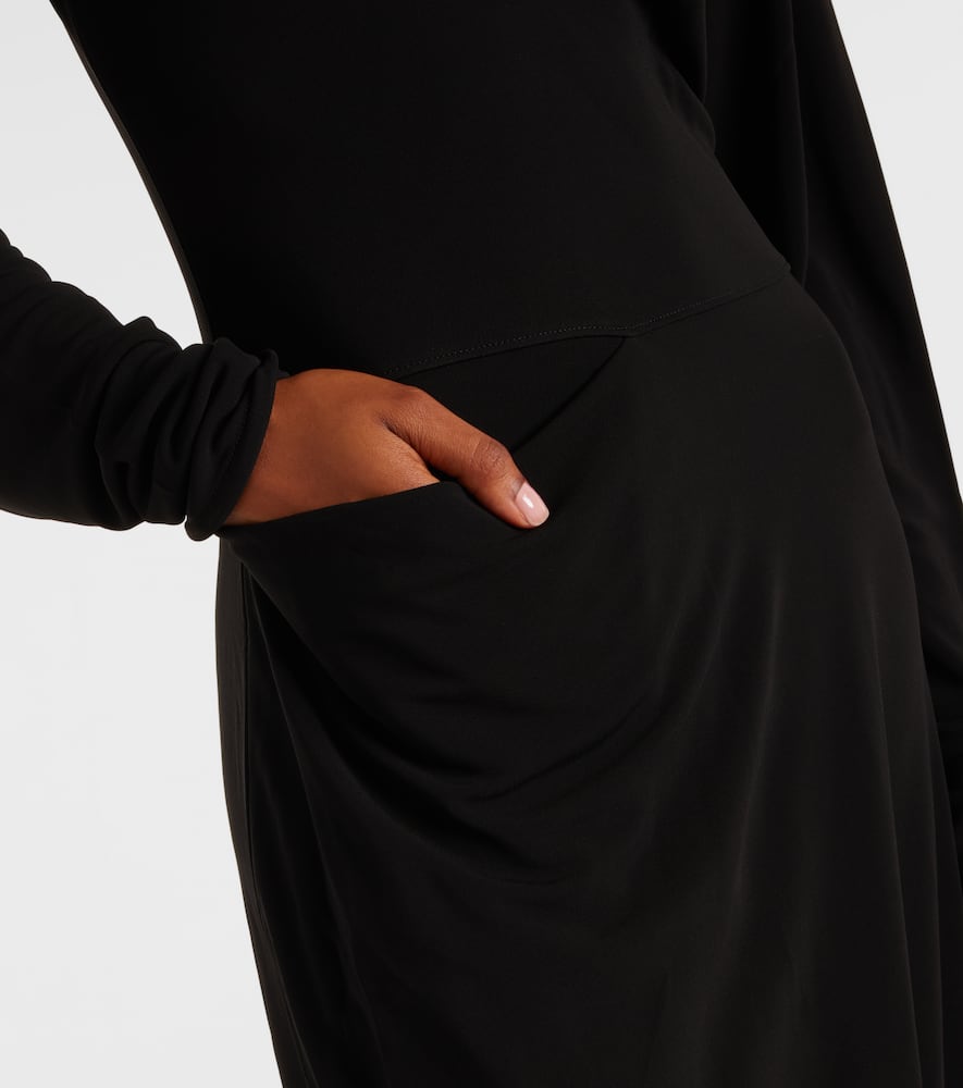 Draped crêpe jersey maxi dress