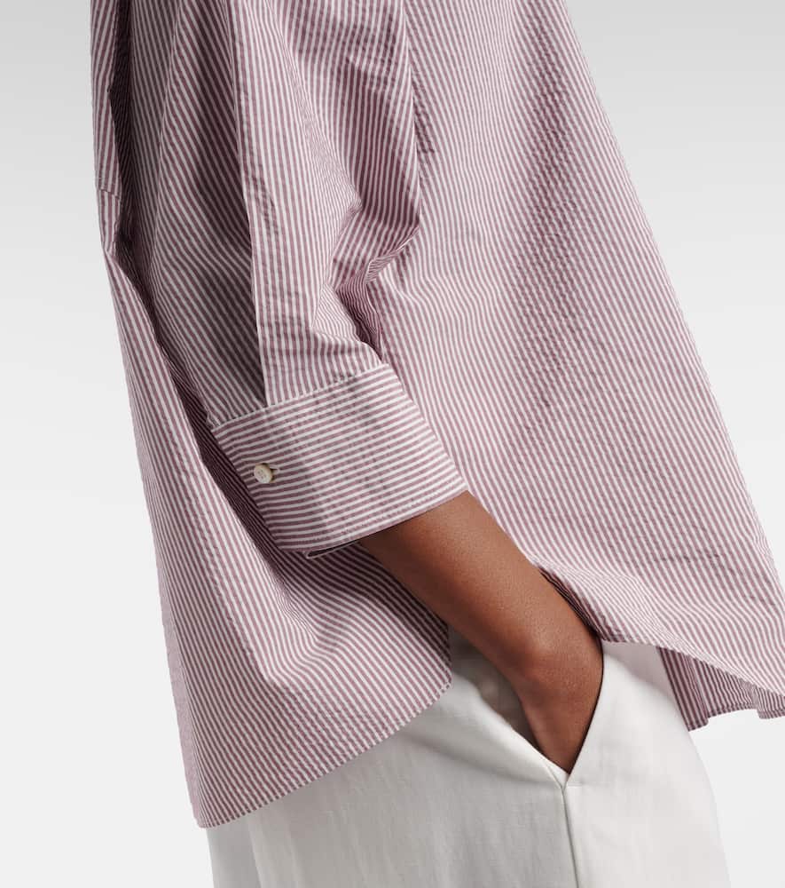 Striped cotton-blend top