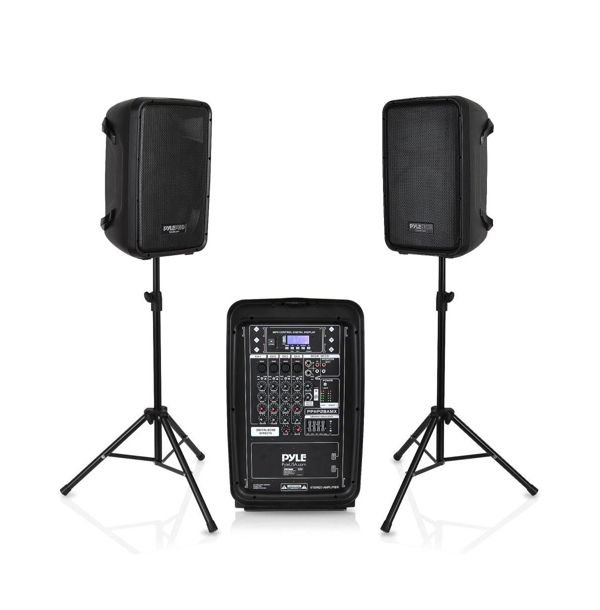 Pa Speaker Dj Mixer Bundle - 300 W Portable Wireless Bluetooth Sound System w/ Usb Sd Xlr 1/4" Rca Inputs