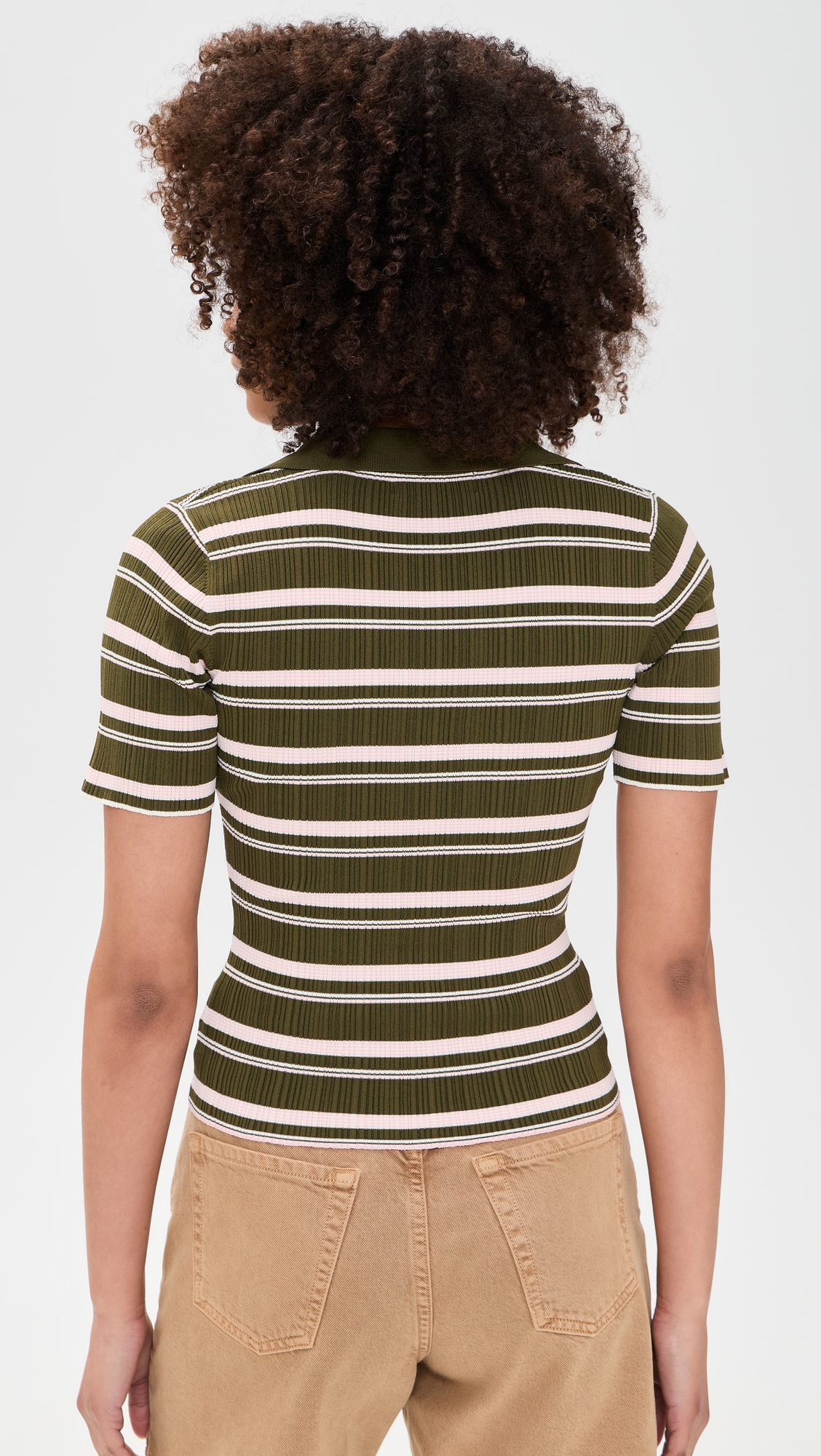 Daisy Stripe Polo Olive Stripe