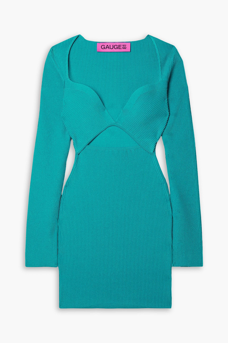 Cutout ribbed-knit mini dress