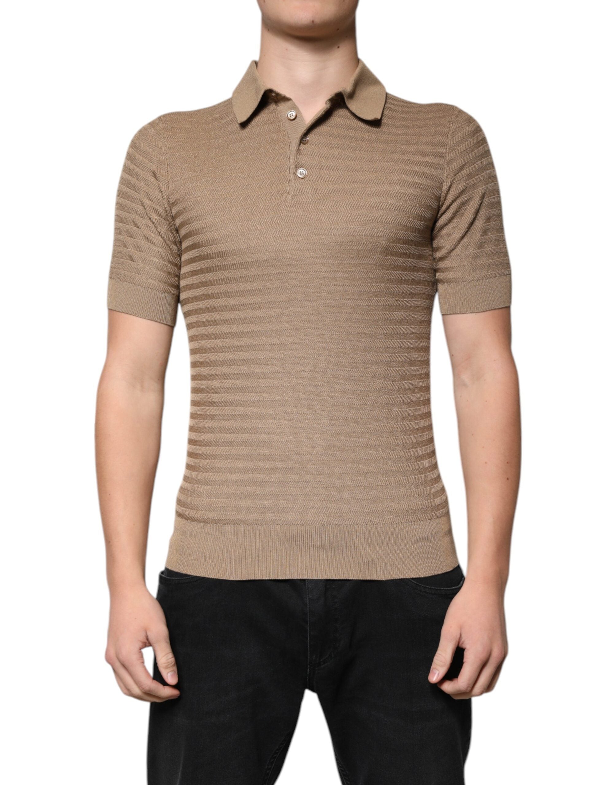Silk Knit Polo — Brown