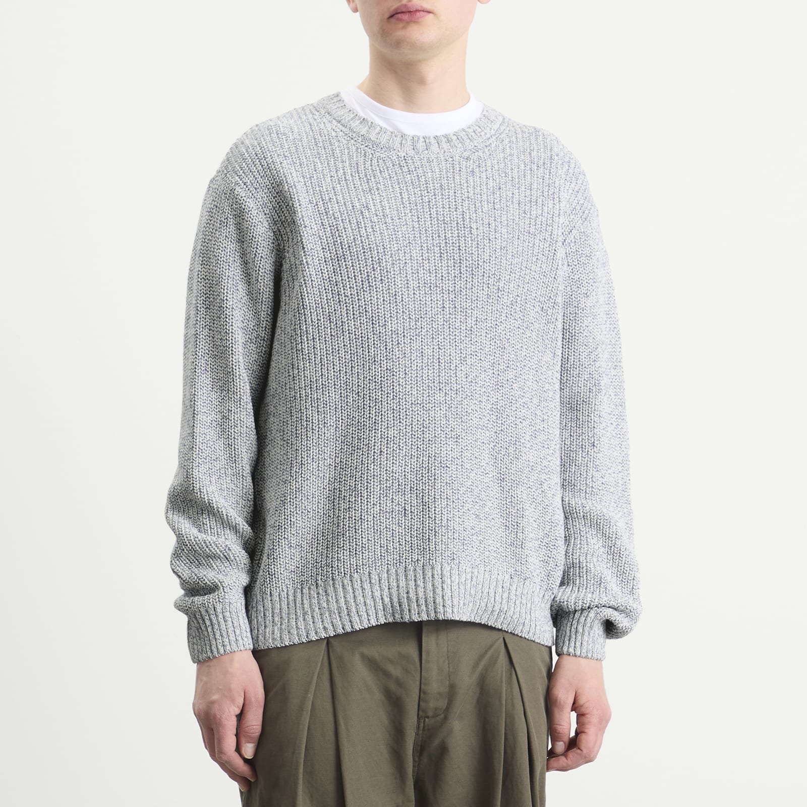 Men's Chain Crew Jumper Melange Light Blue