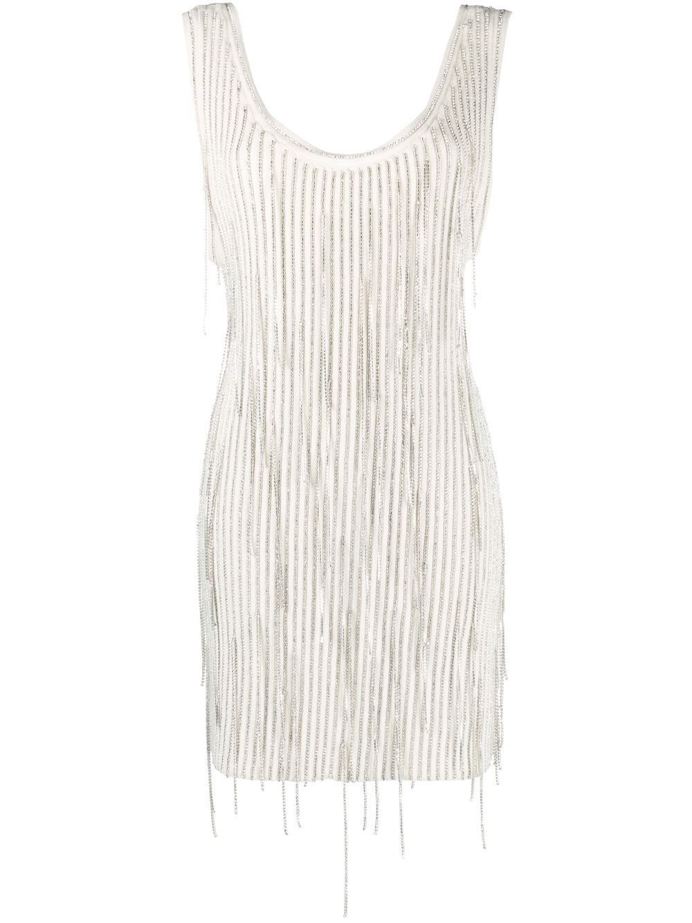 Crystal-embellished sleeveless dress - White