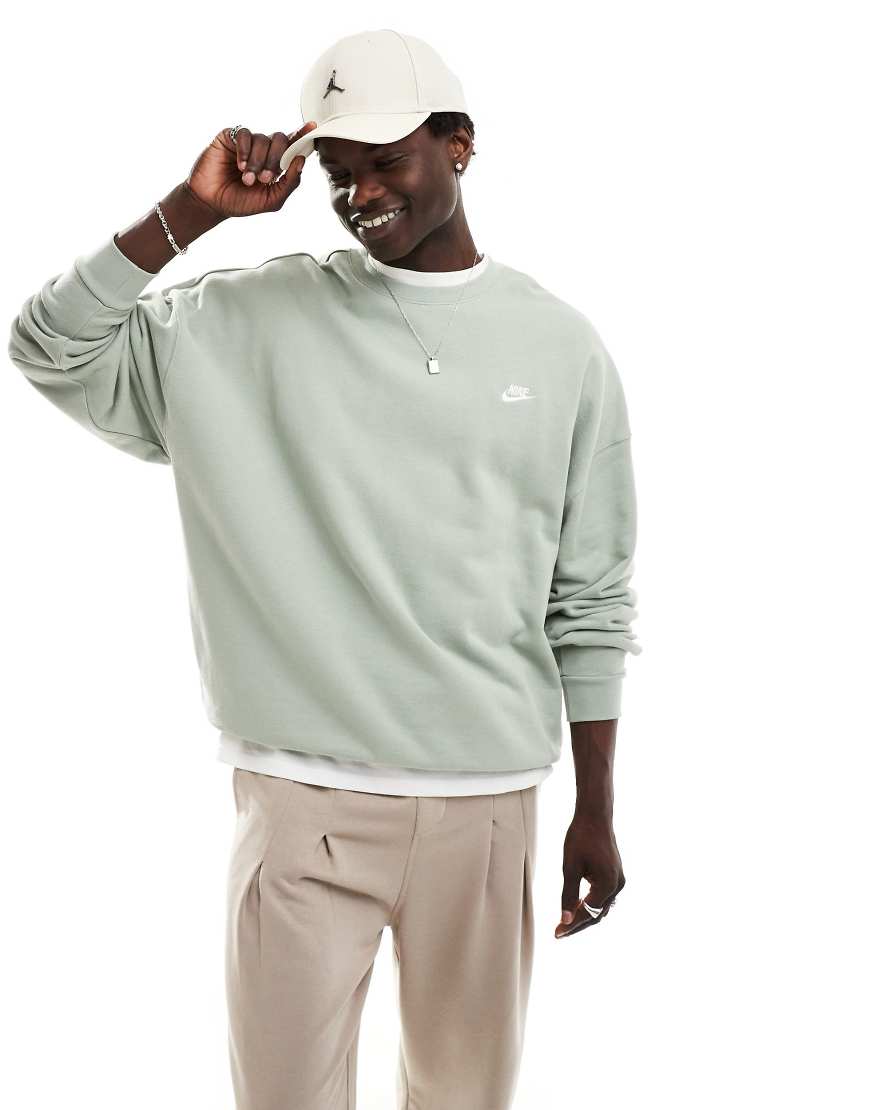 Club french terry oversized sweatshirt in olive-Green