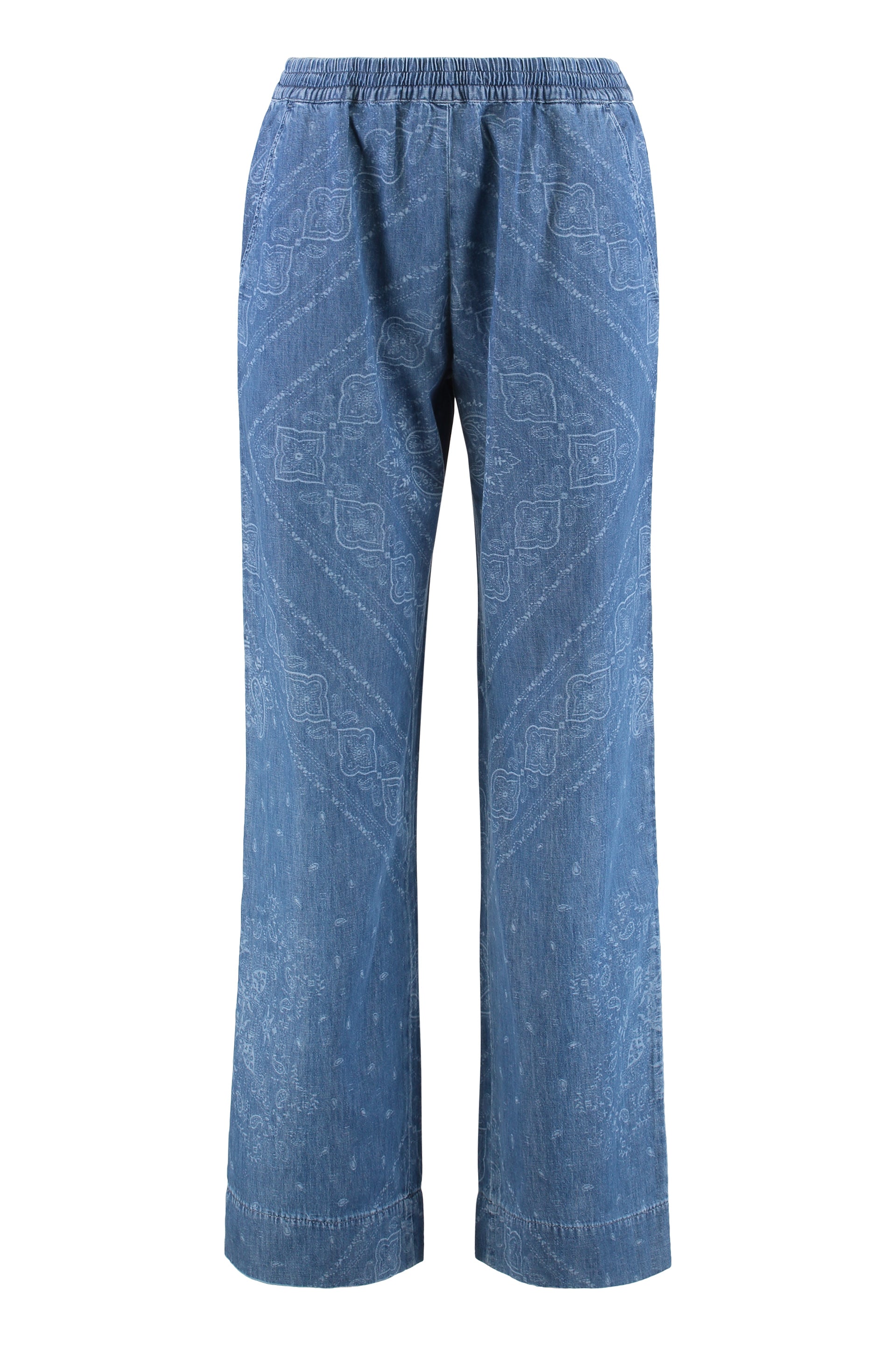 Printed Cotton Trousers with Side Pockets