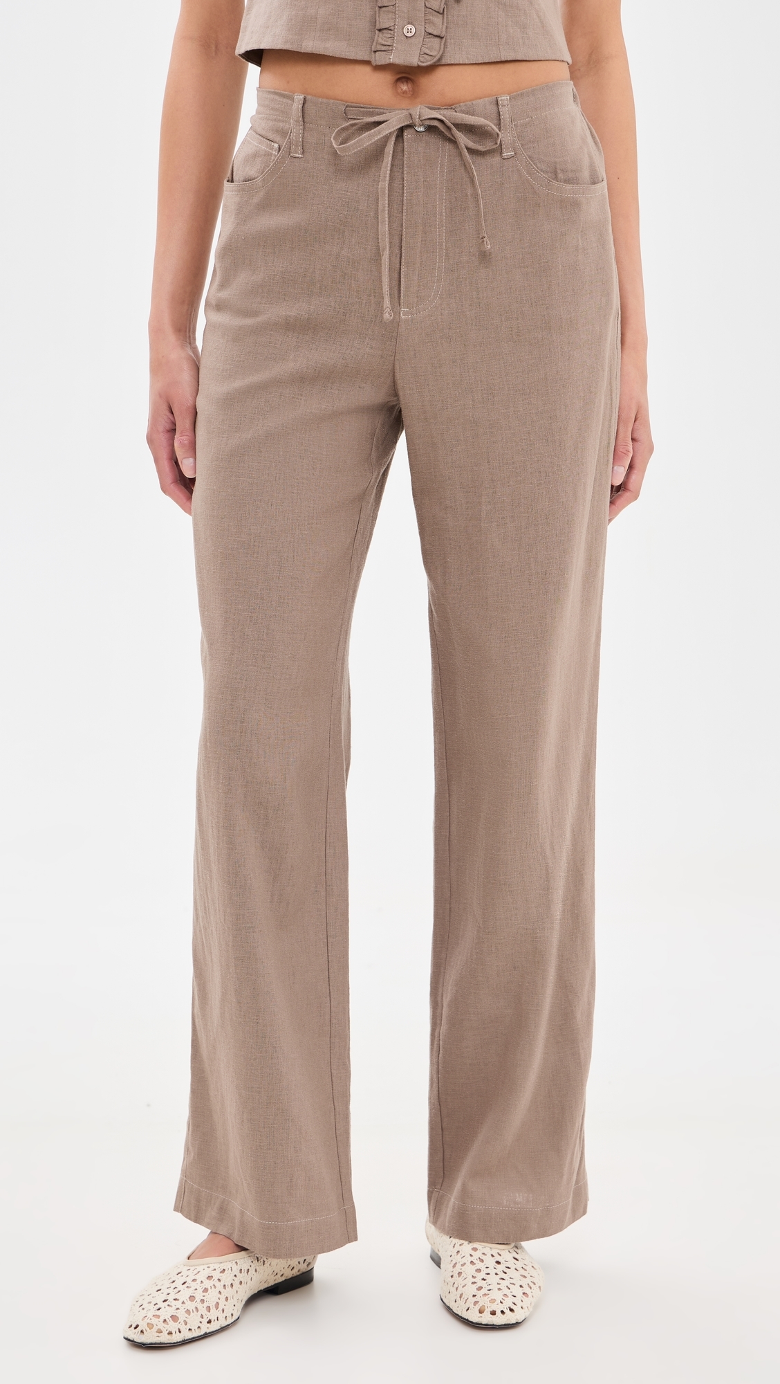 Simone Linen Drawstring Pants Driftwood