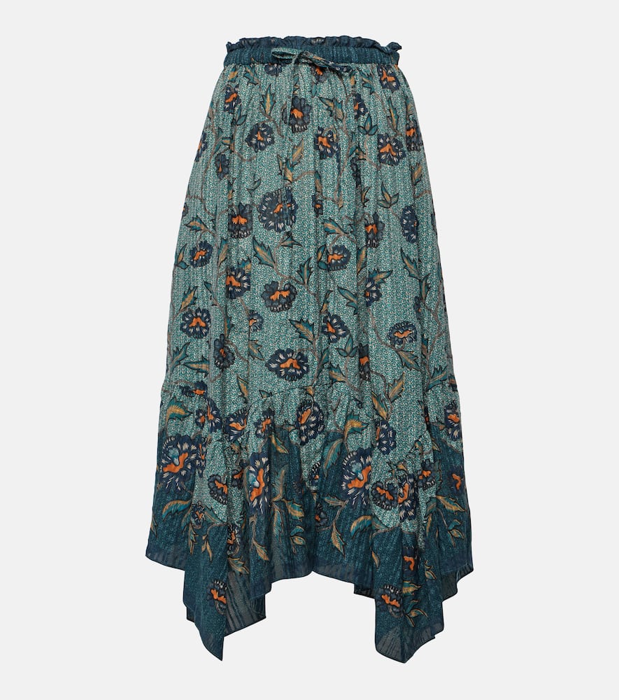 Alice asymmetric cotton-blend midi skirt