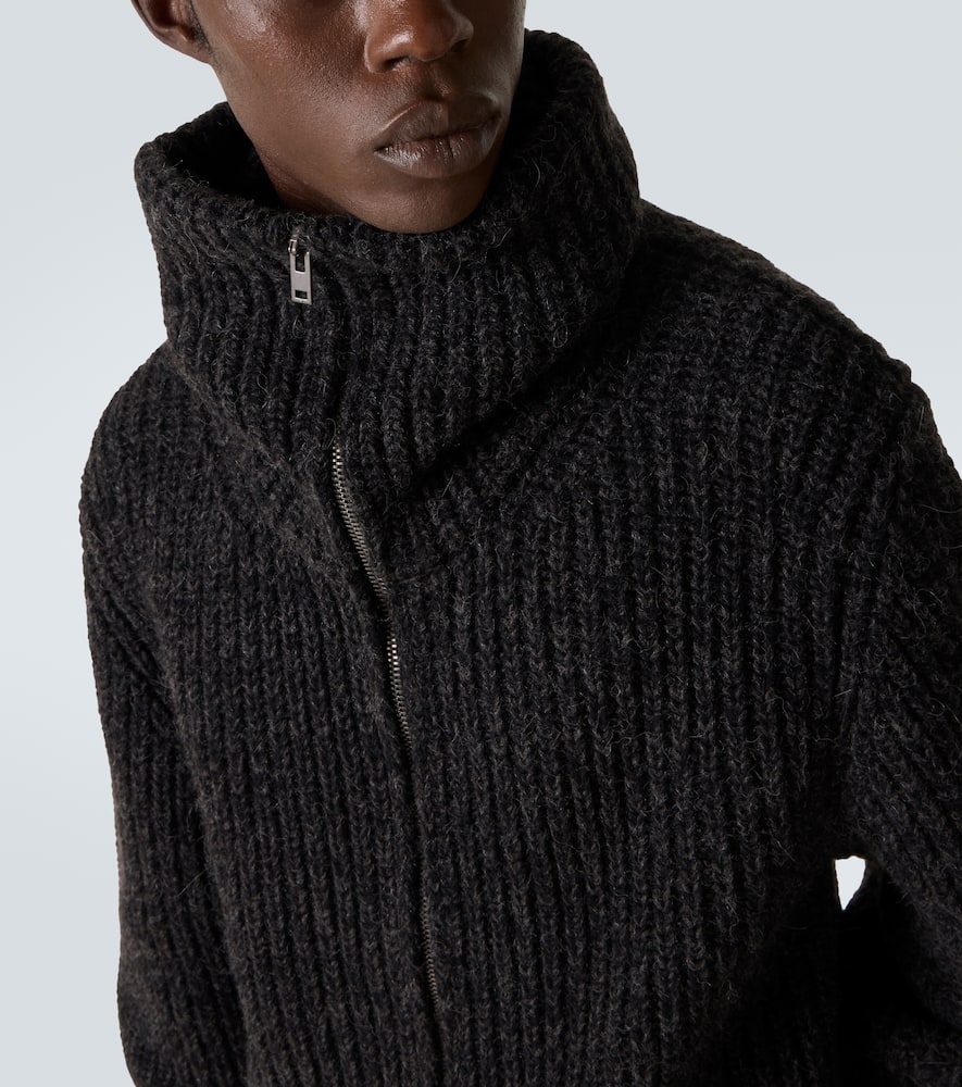 Alpaca and yak wool zip-up cardigan