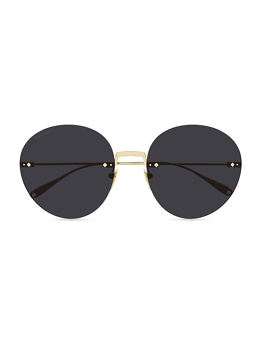 Women's Pure Metal 60MM Rimless Sunglasses - Gold Dark Grey