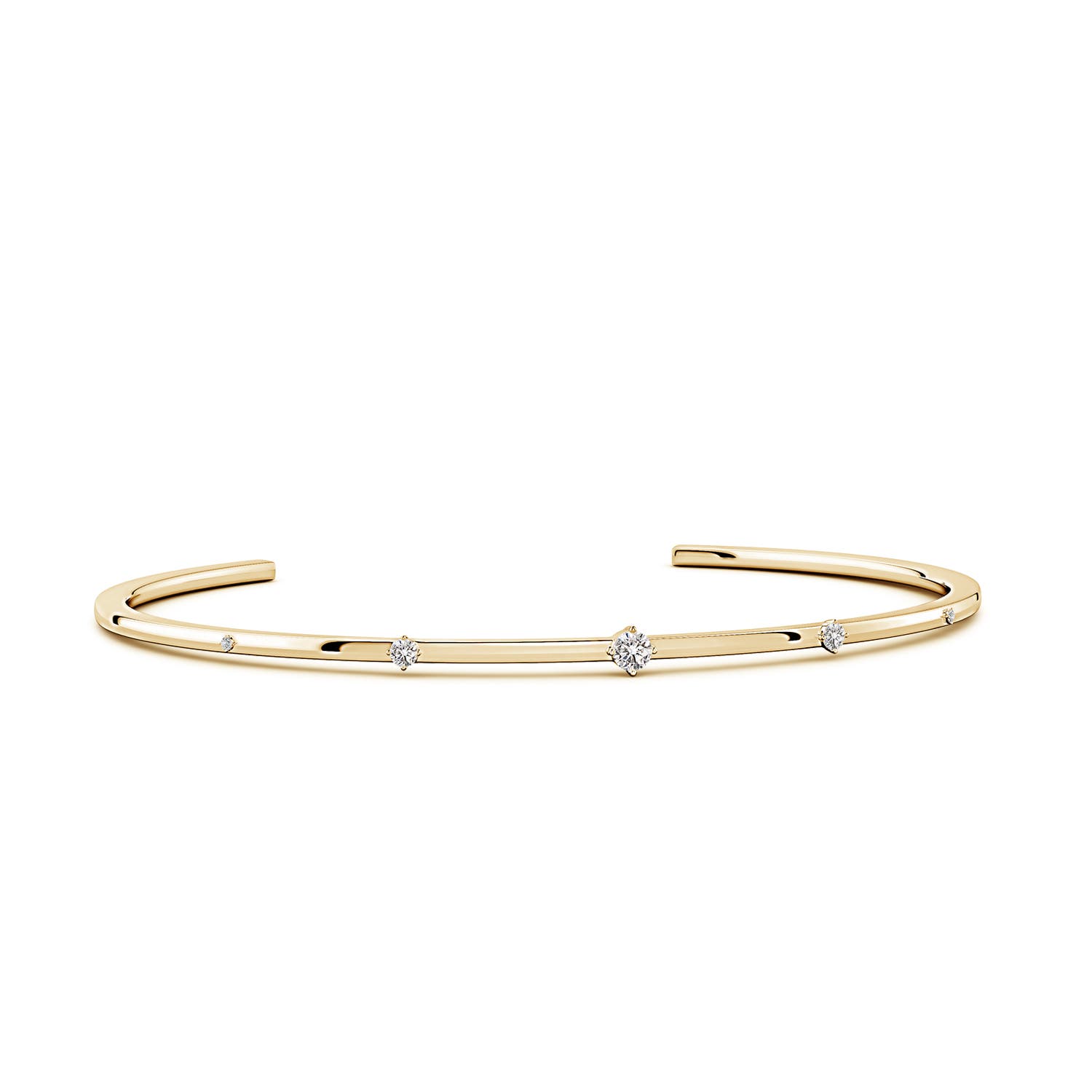 Angara 3 MM Five-Stone Round Diamond Station Cuff Bracelet in 14K Yellow Gold