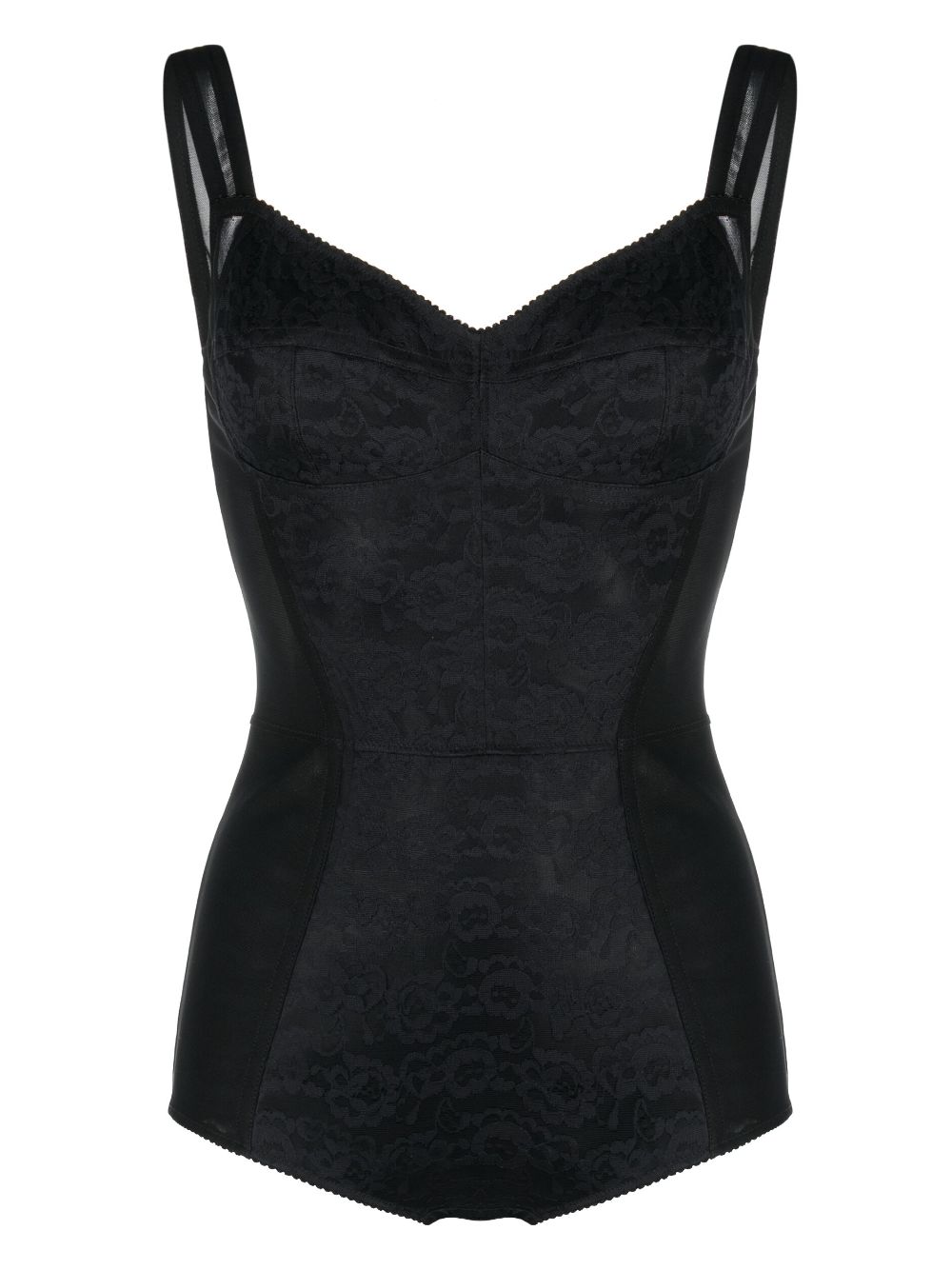 Lace insert corset bodysuit - White