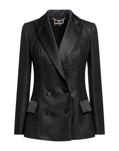 Woman Blazer Black Size 12 Acrylic, Polyester, Wool, Cotton