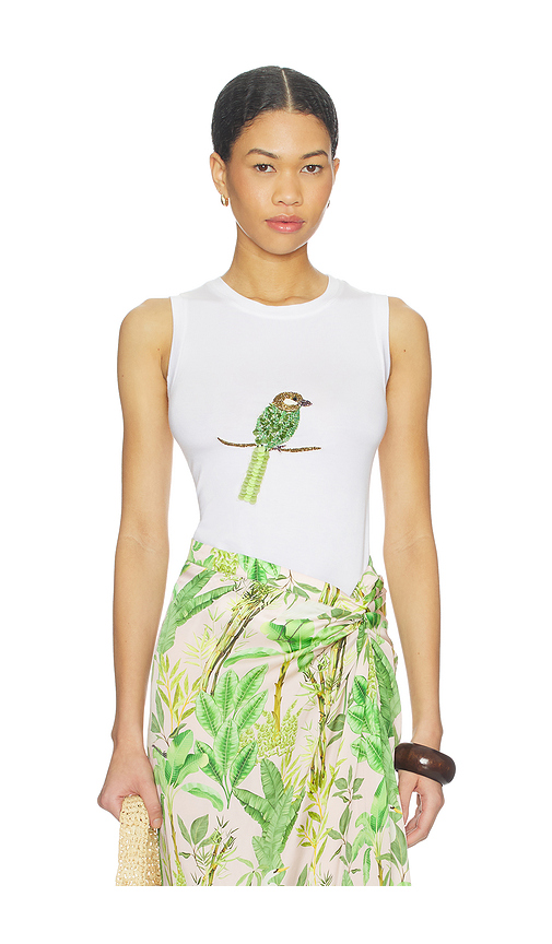Verandah hand beaded parrot tank en color blanco L también en M