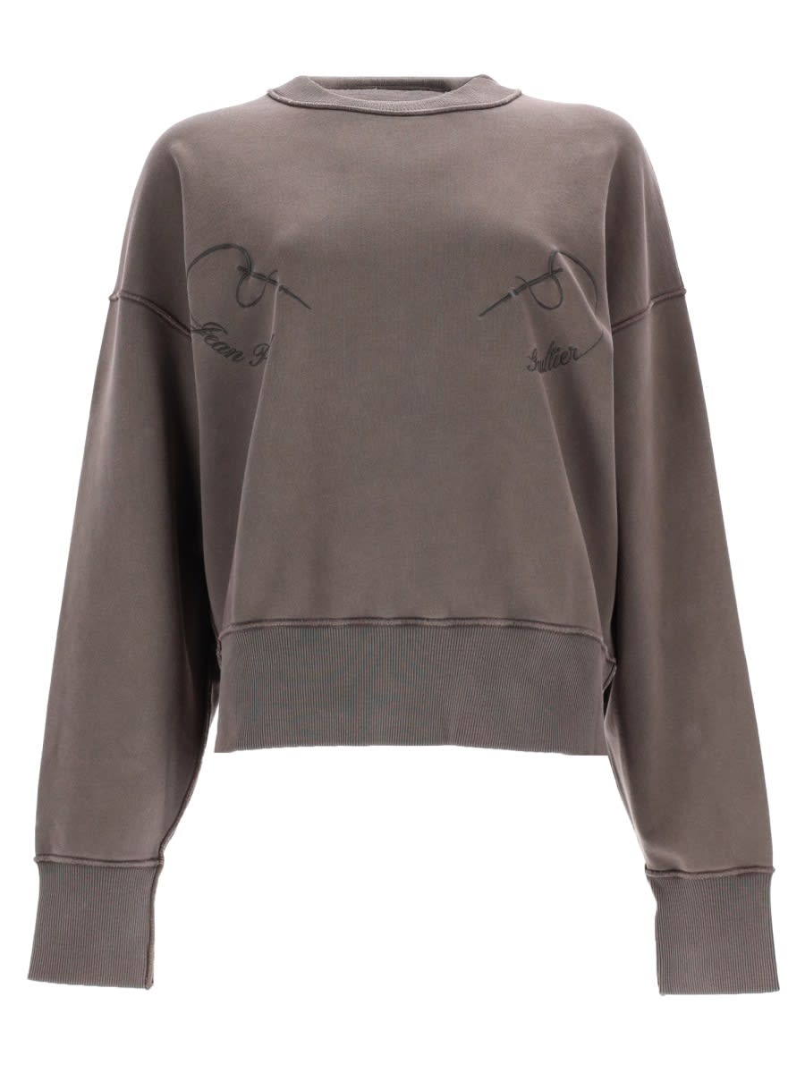 Jean Paul Gaultier - knit sweatshirt embroidery dropped shoulders ribbed finishe