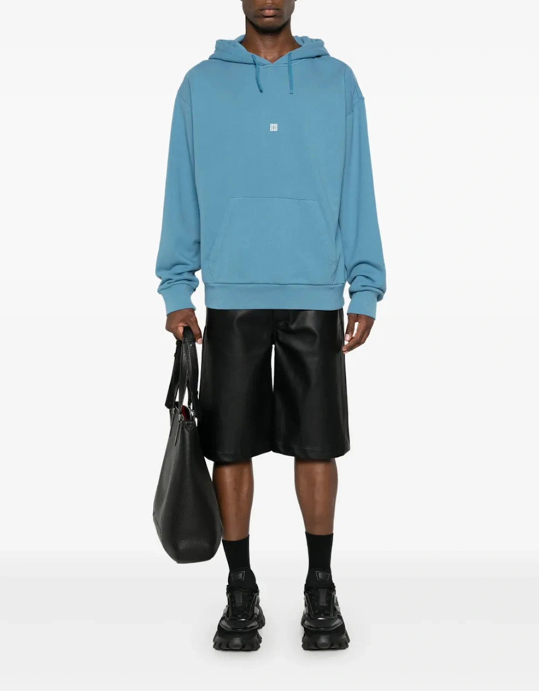 Men's Givenchy 4G Logo Embroidered Hooded Sweatshirt Blue