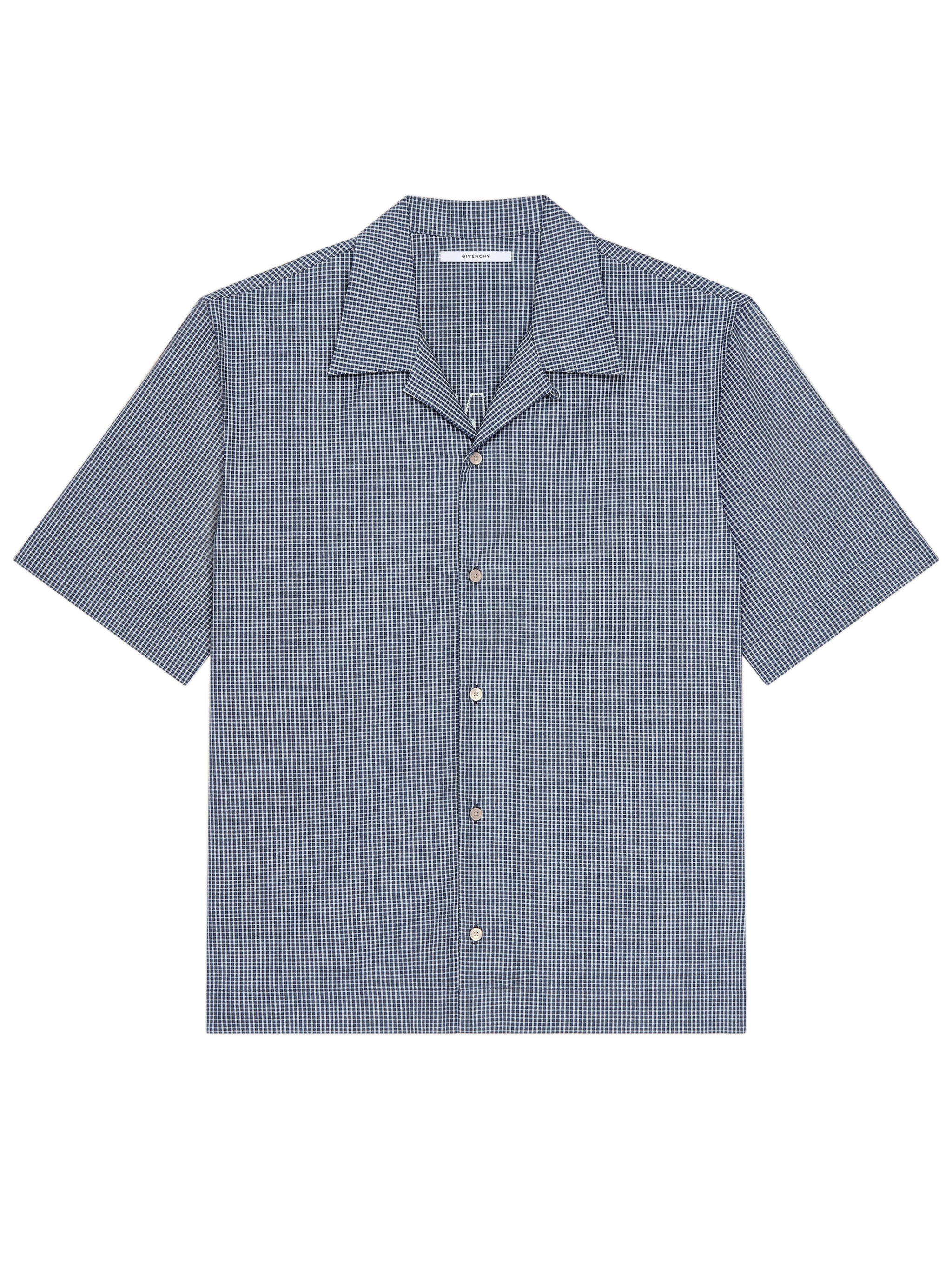 Checkered Short-Sleeved Cotton Shirt for Men