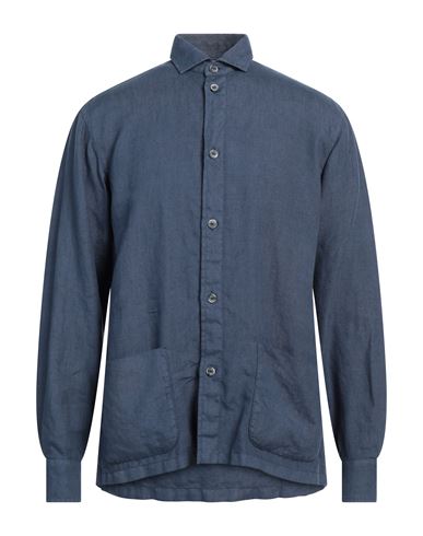 Man Shirt Slate blue Size 40 Linen