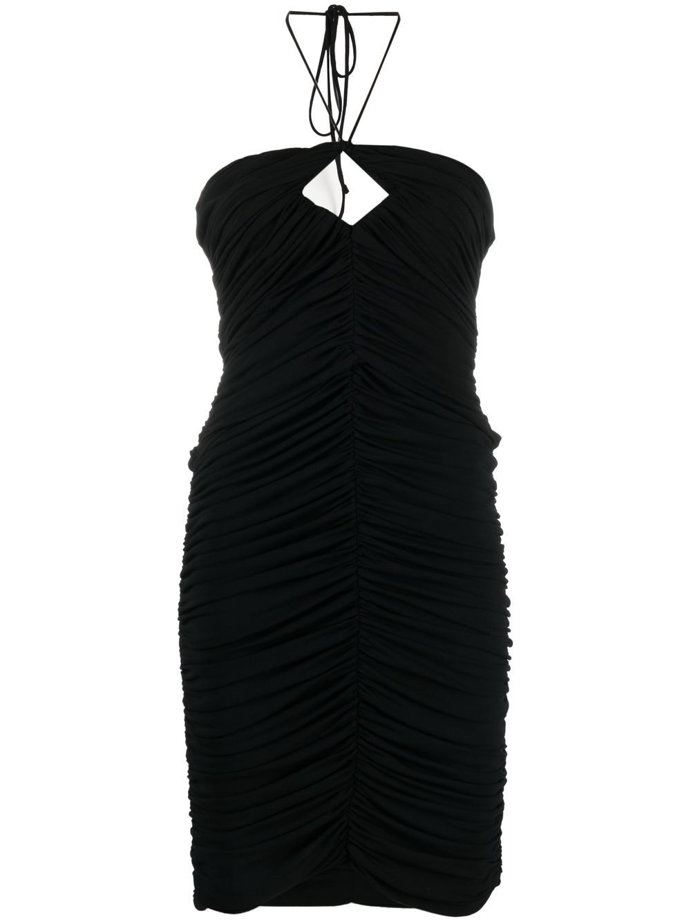 Ruched halterneck mini dress - Black