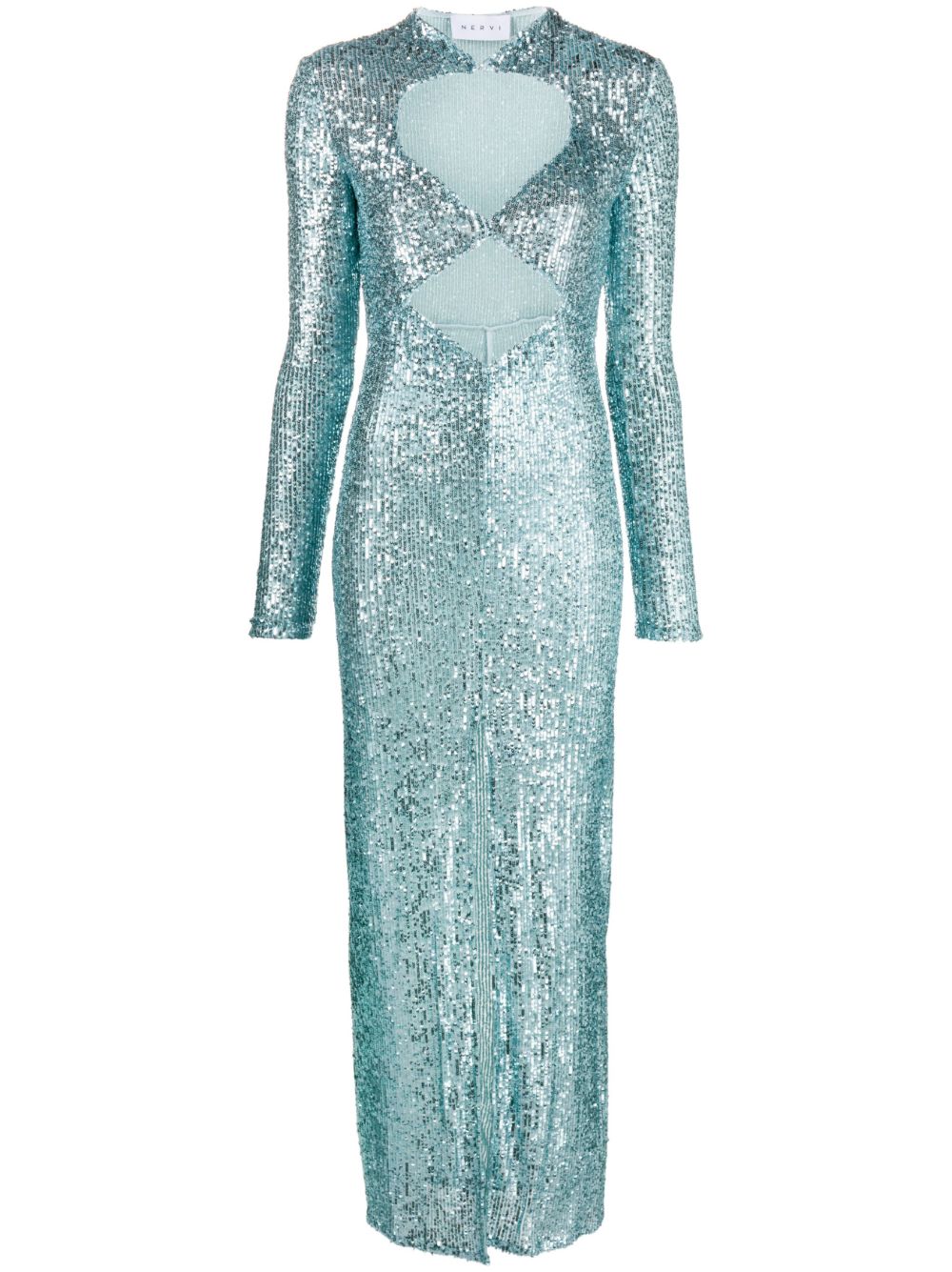 Sequin-embellished cut-out dress - Blue