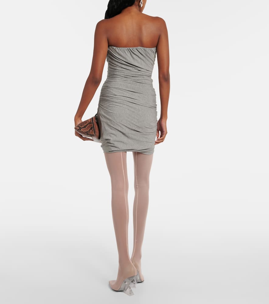 Ruched strapless jersey minidress