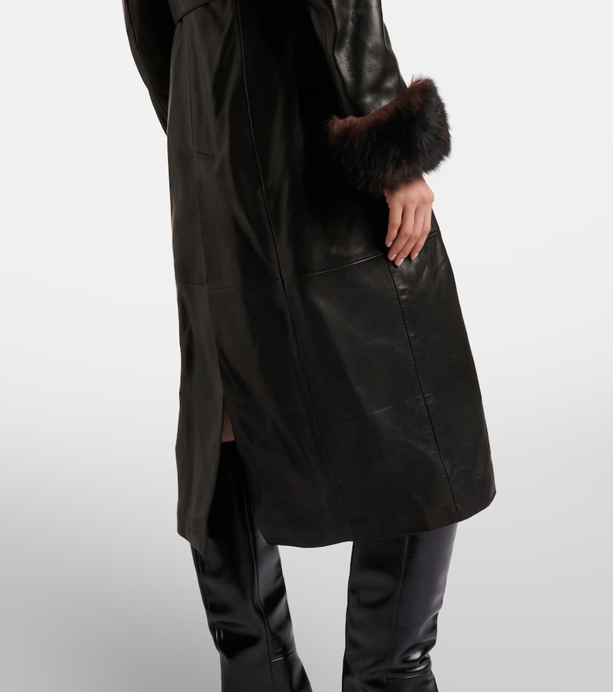Baez shearling-trimmed leather coat