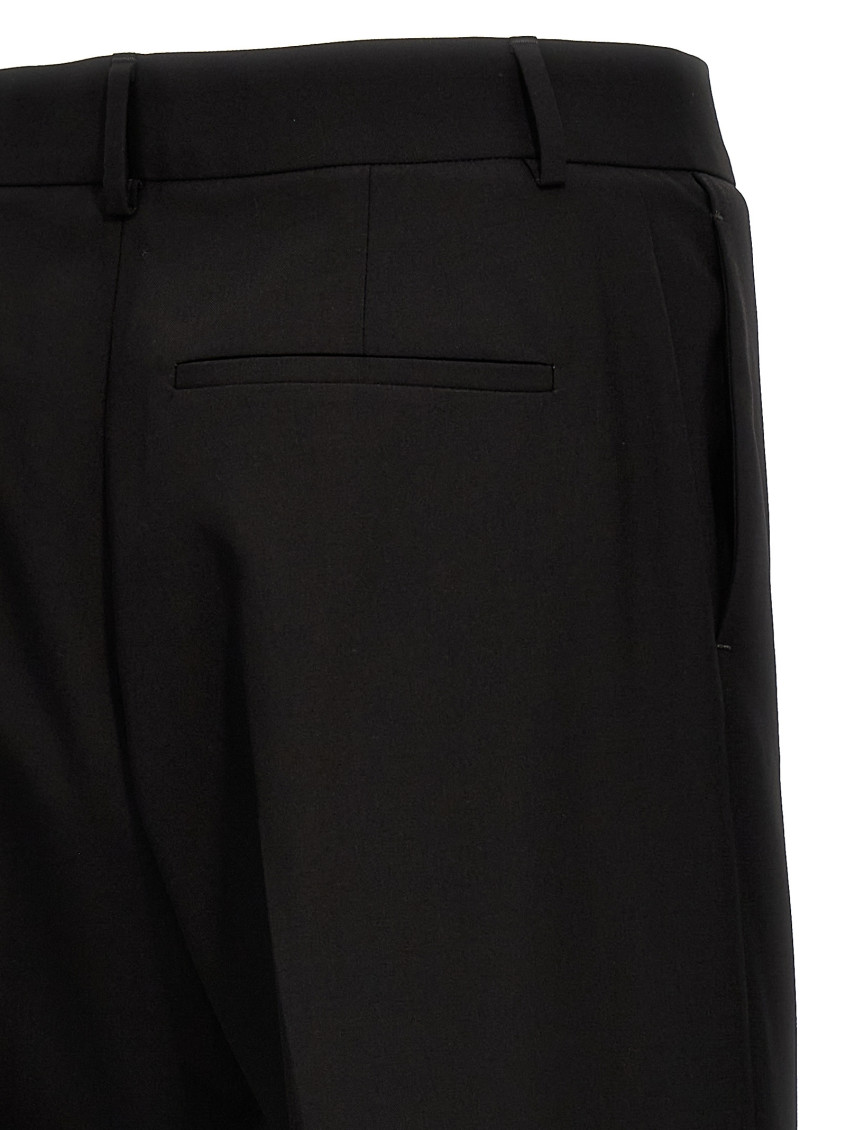 -Valentino Wool Pantaloni Nero-Uomo