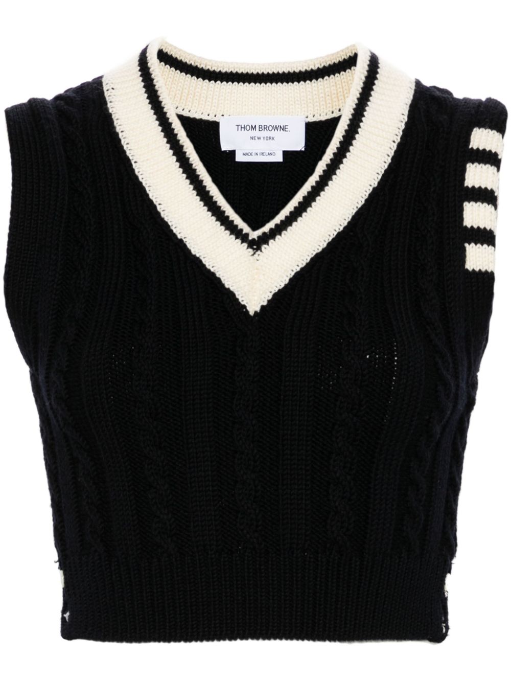 4-Bar cable-knit vest - White