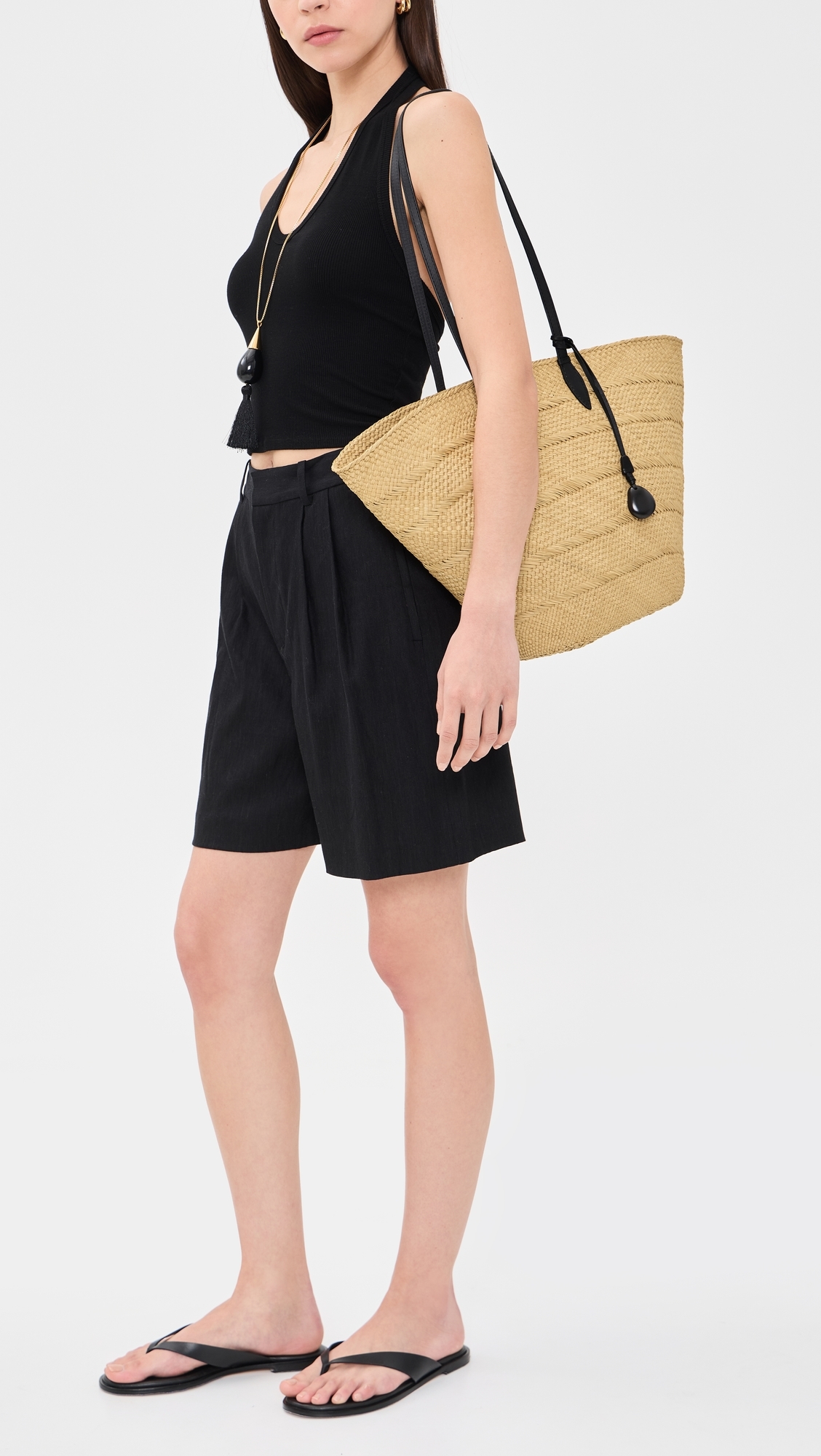 The Large Trapeze Basket Tote Bag Taupe/Black One Size