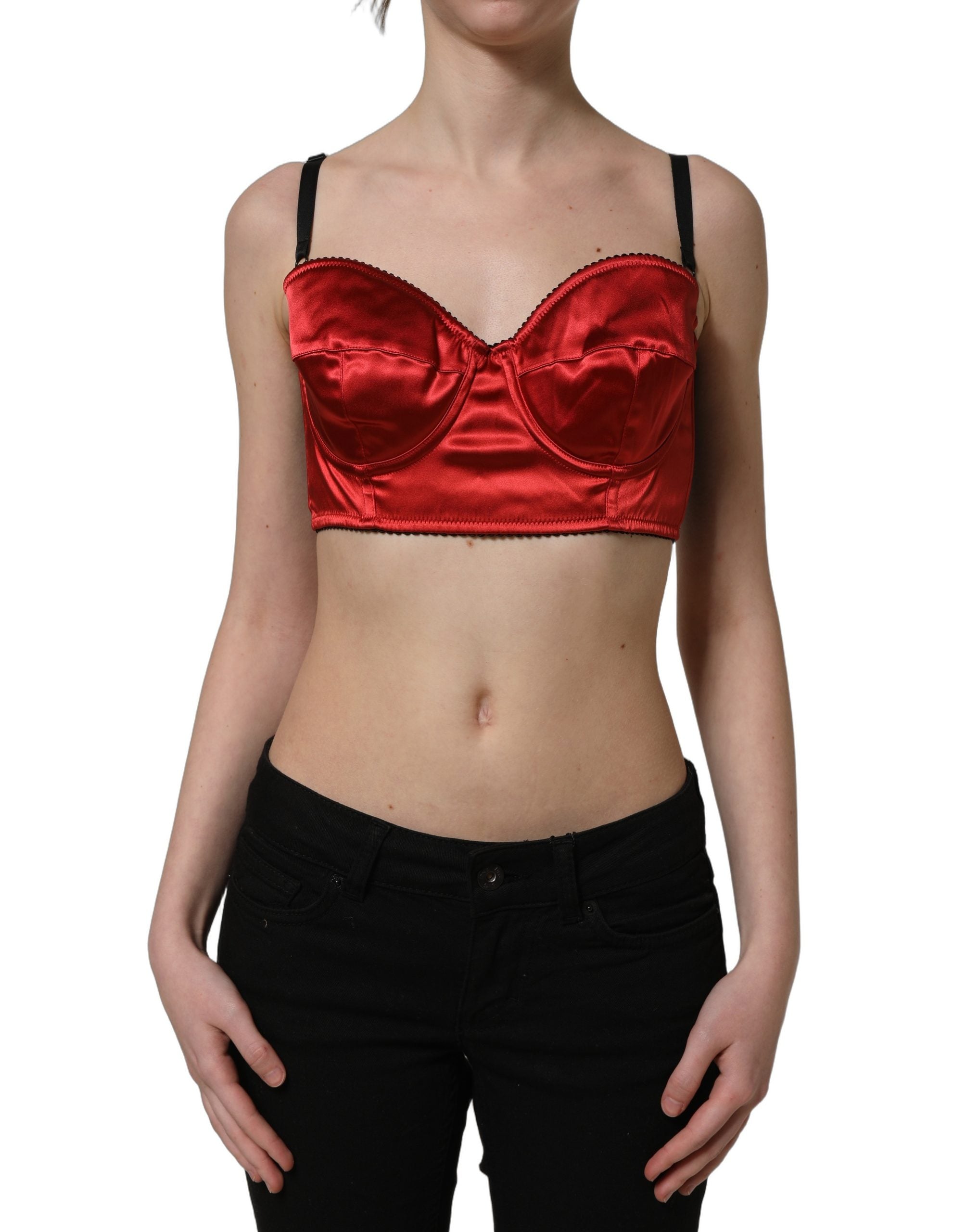 Satin Bustier Tank Top — Red