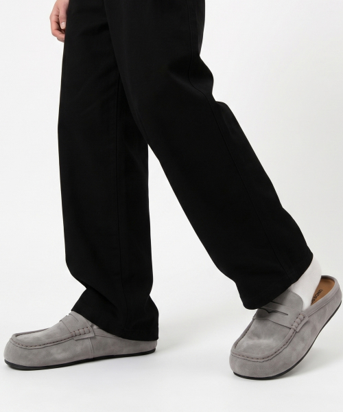 Suede Loafer Slide Gray