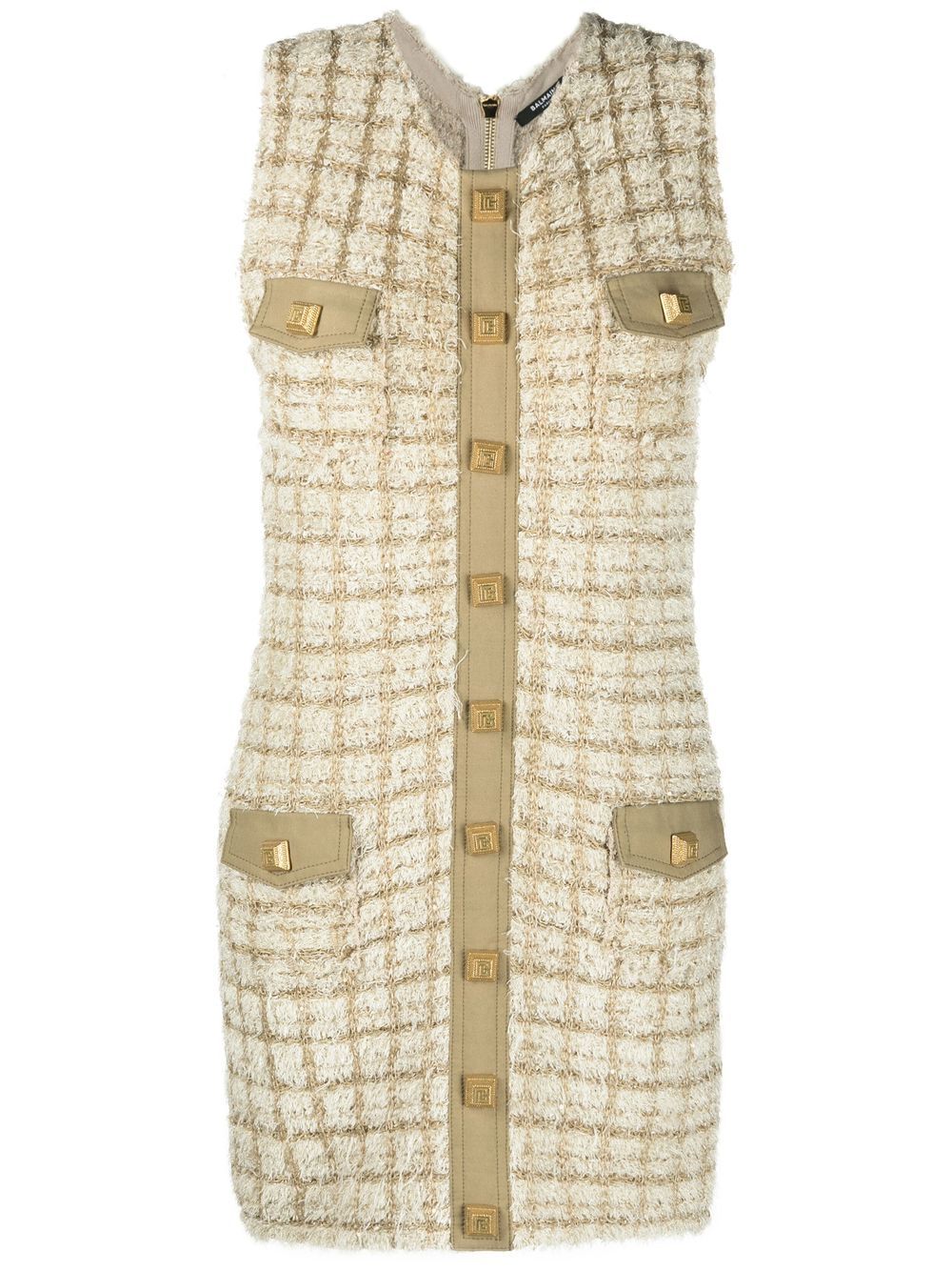 Sleeveless tweed dress - Neutrals