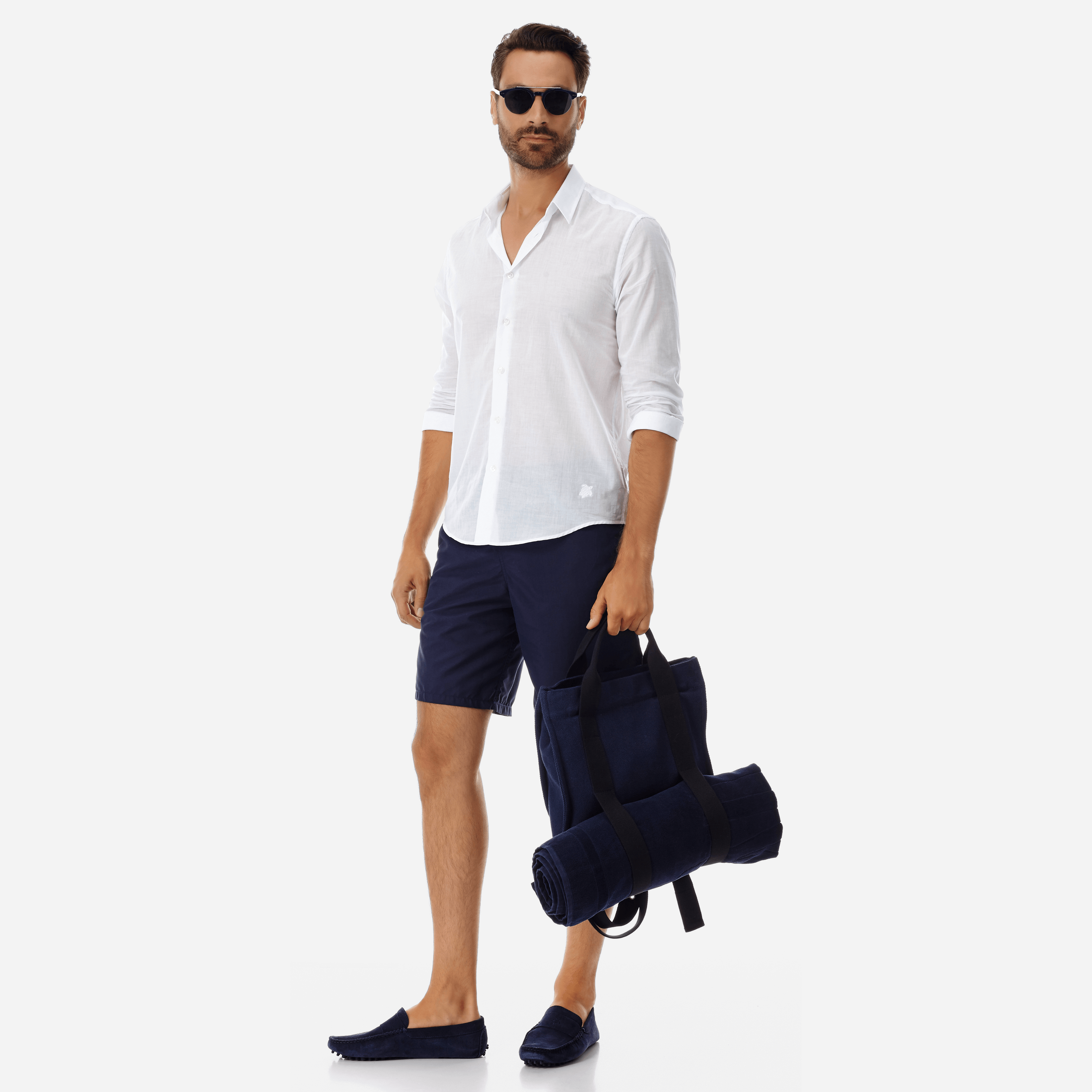 Men Long Swim Shorts Solid - Swimming Trunk - Okoa - Blue