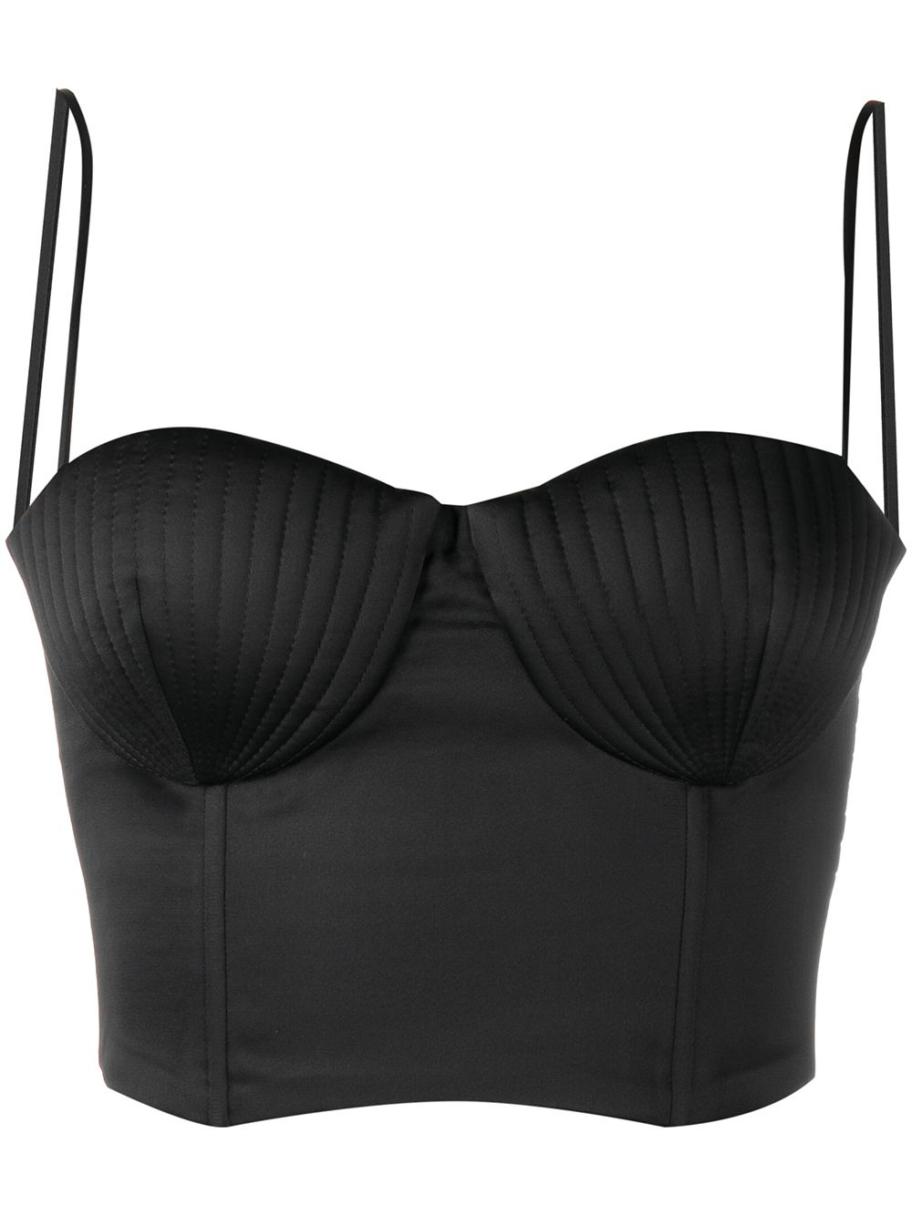 Sweetheart-neck satin cropped top - Black