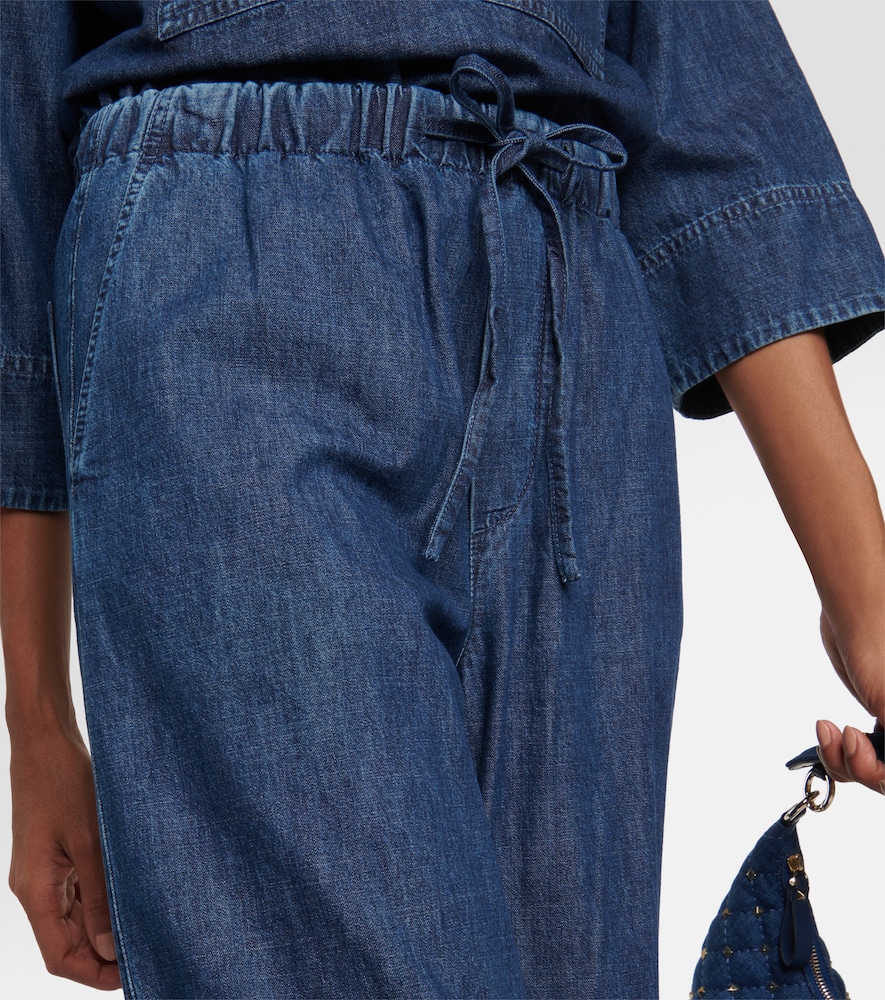 High-rise chambray wide-leg jeans