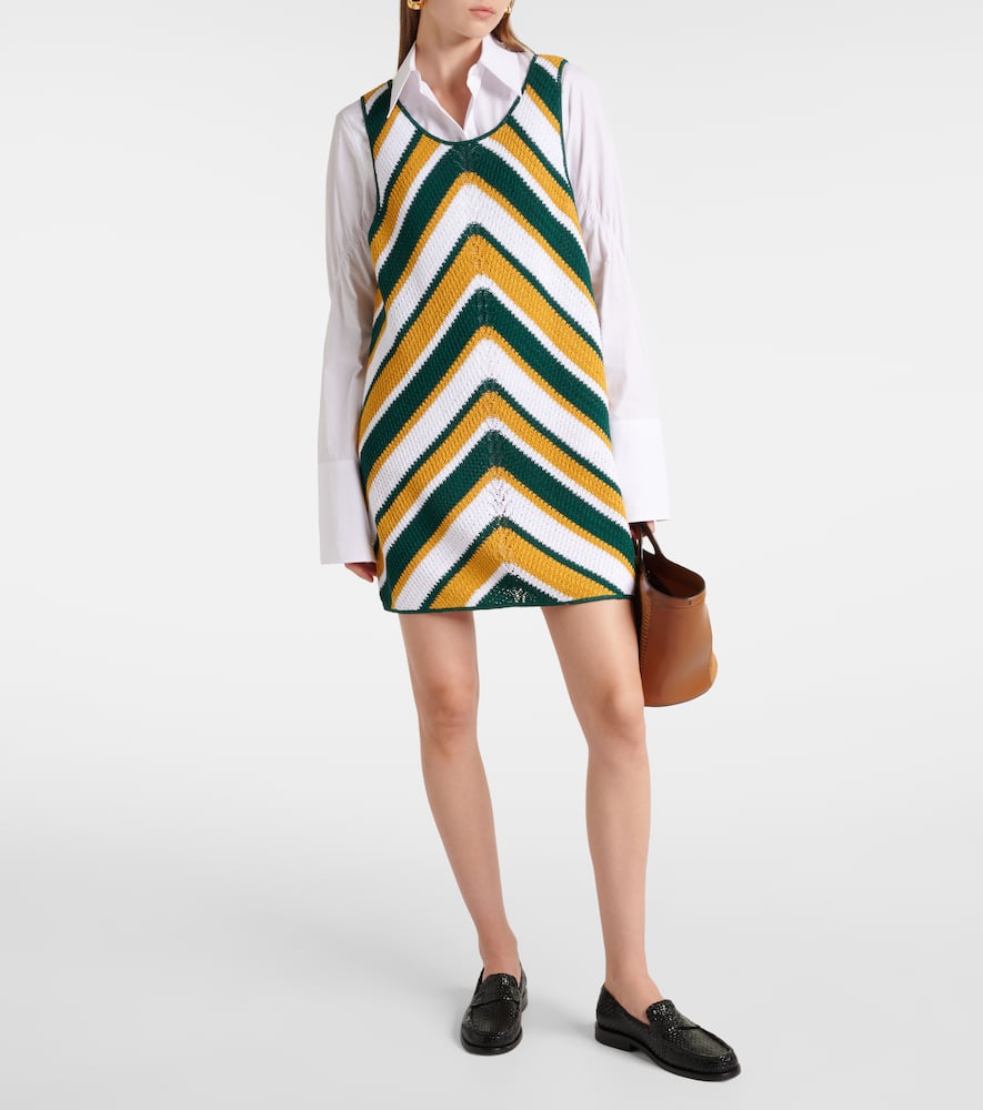 Chevron knitted cotton minidress