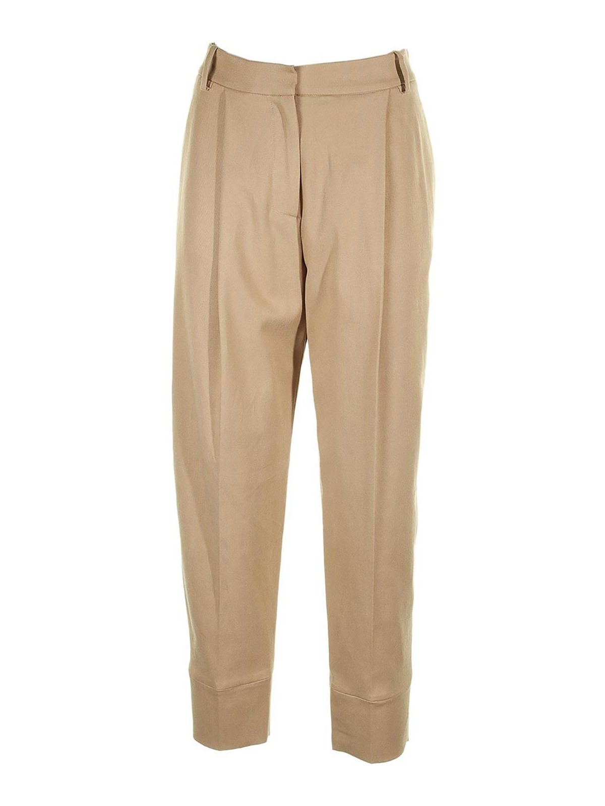 Beige pleated trousers
