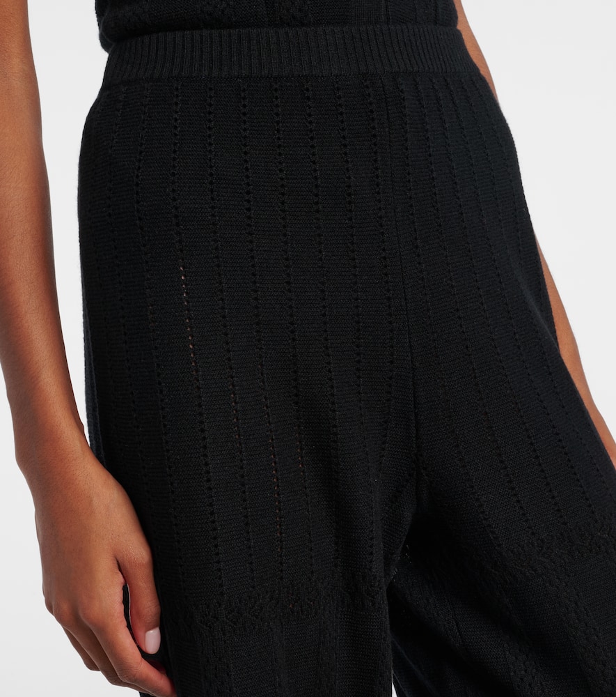 Alliage pointelle wool and cashmere wide-leg pants