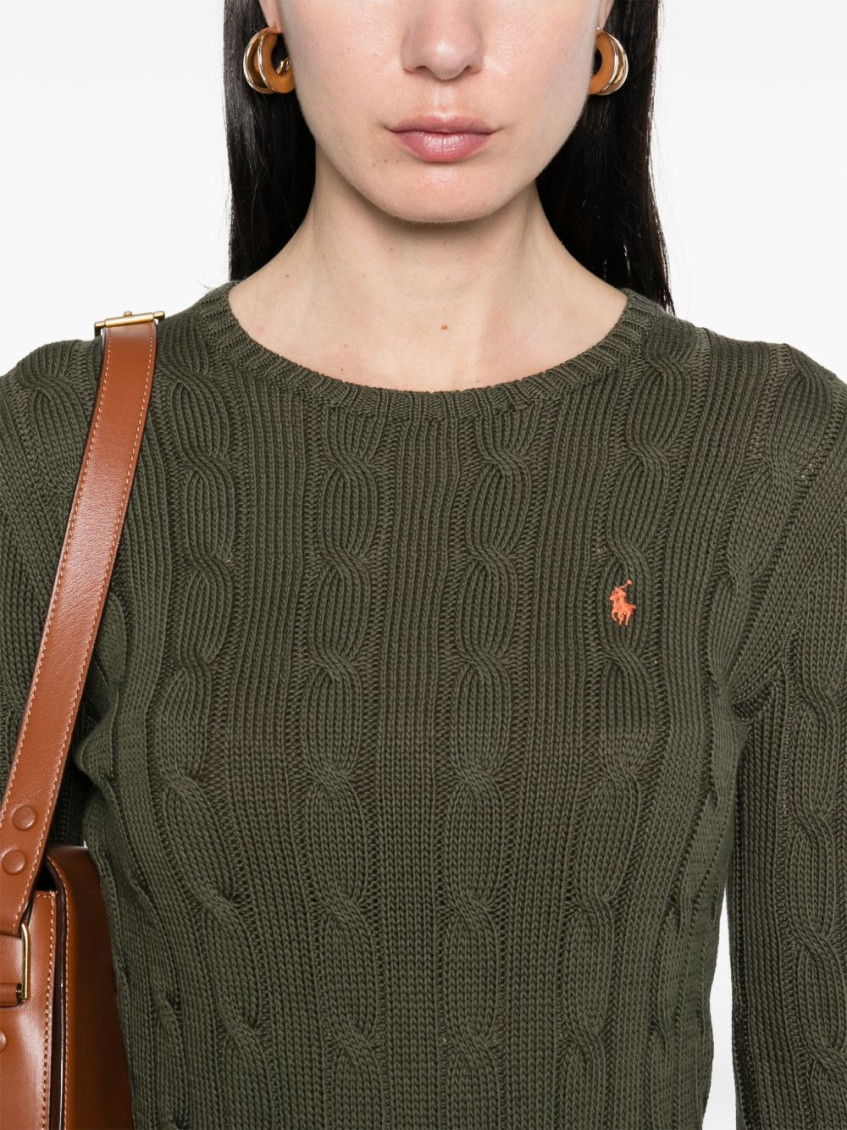 Olive cable-knit sweater